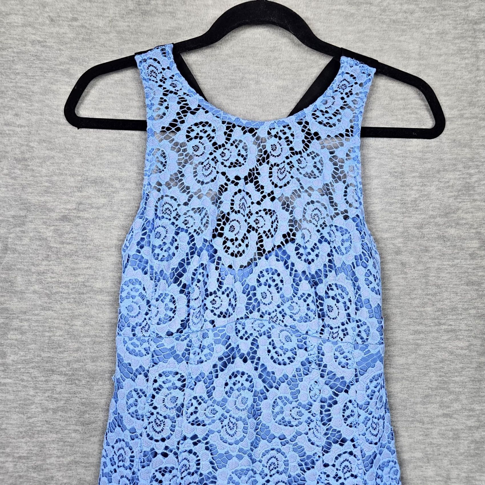 Nanette Lepore Nanette Lepore Blue Lace Sheath Tie Neck Women's Dress Size 2 Size XS / US 0-2 / IT 36-38 - 5 Thumbnail