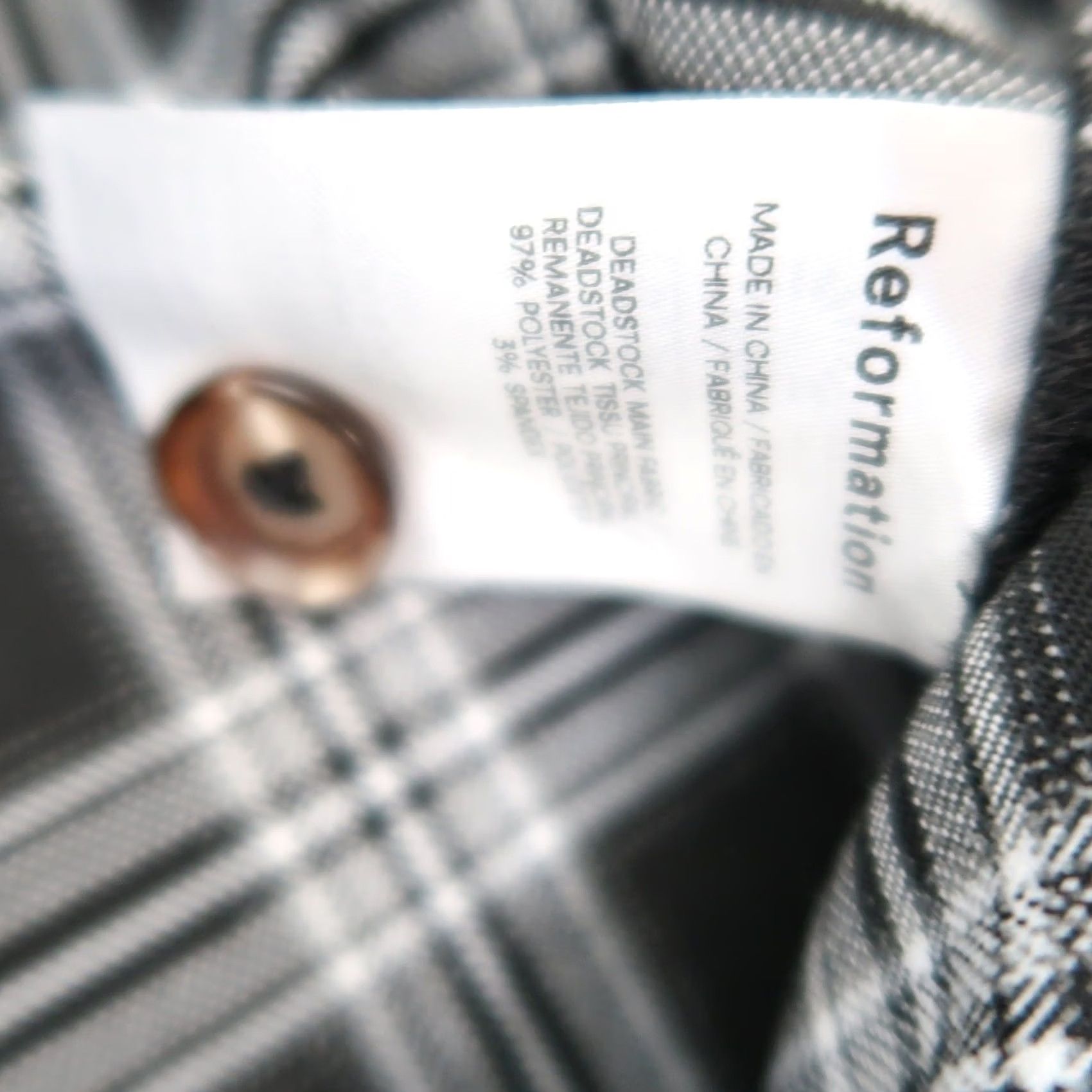 Reformation VINTAGE Reformation Franklin Pant Black and Grey Plaid High Rise Straight Leg Pants 6 Womens Size 28" / US 6 / IT 42 - 5 Thumbnail