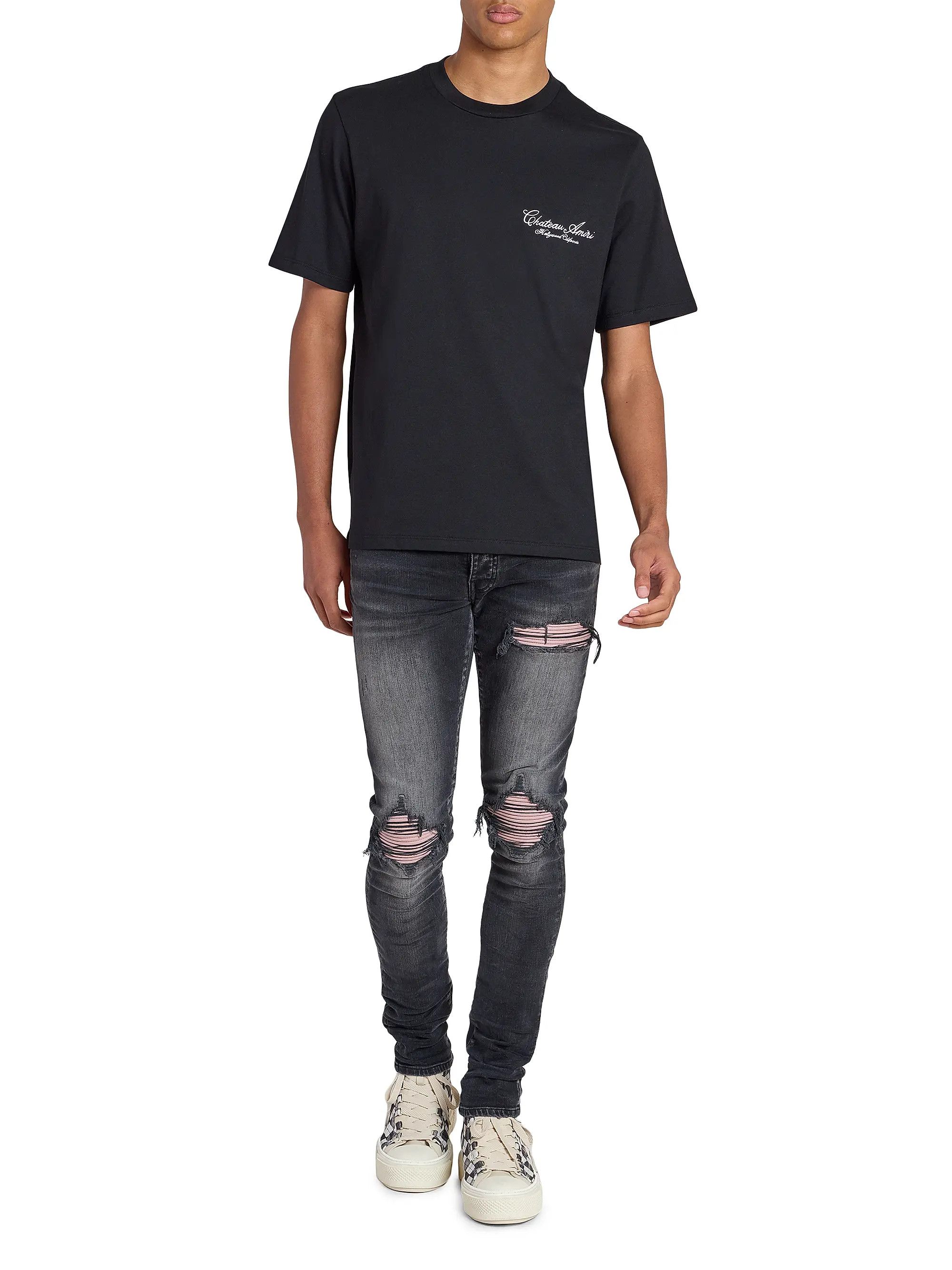 Amiri os11x0526 Chateau Script Crewneck T-Shirt in Black Size US XL / EU 56 / 4 - 2 Thumbnail
