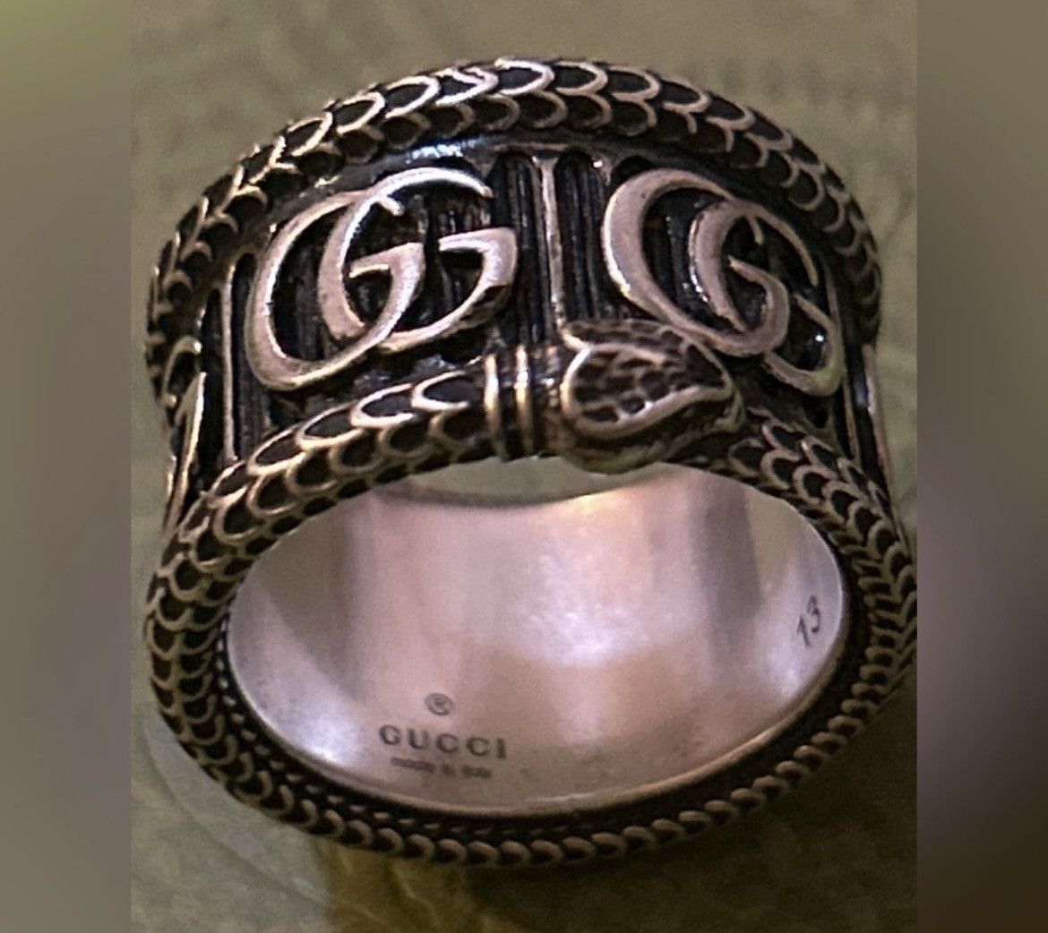 Gucci Gucci Silver Marmont Snake Ring with Double G AG925 Size ONE SIZE - 7 Thumbnail