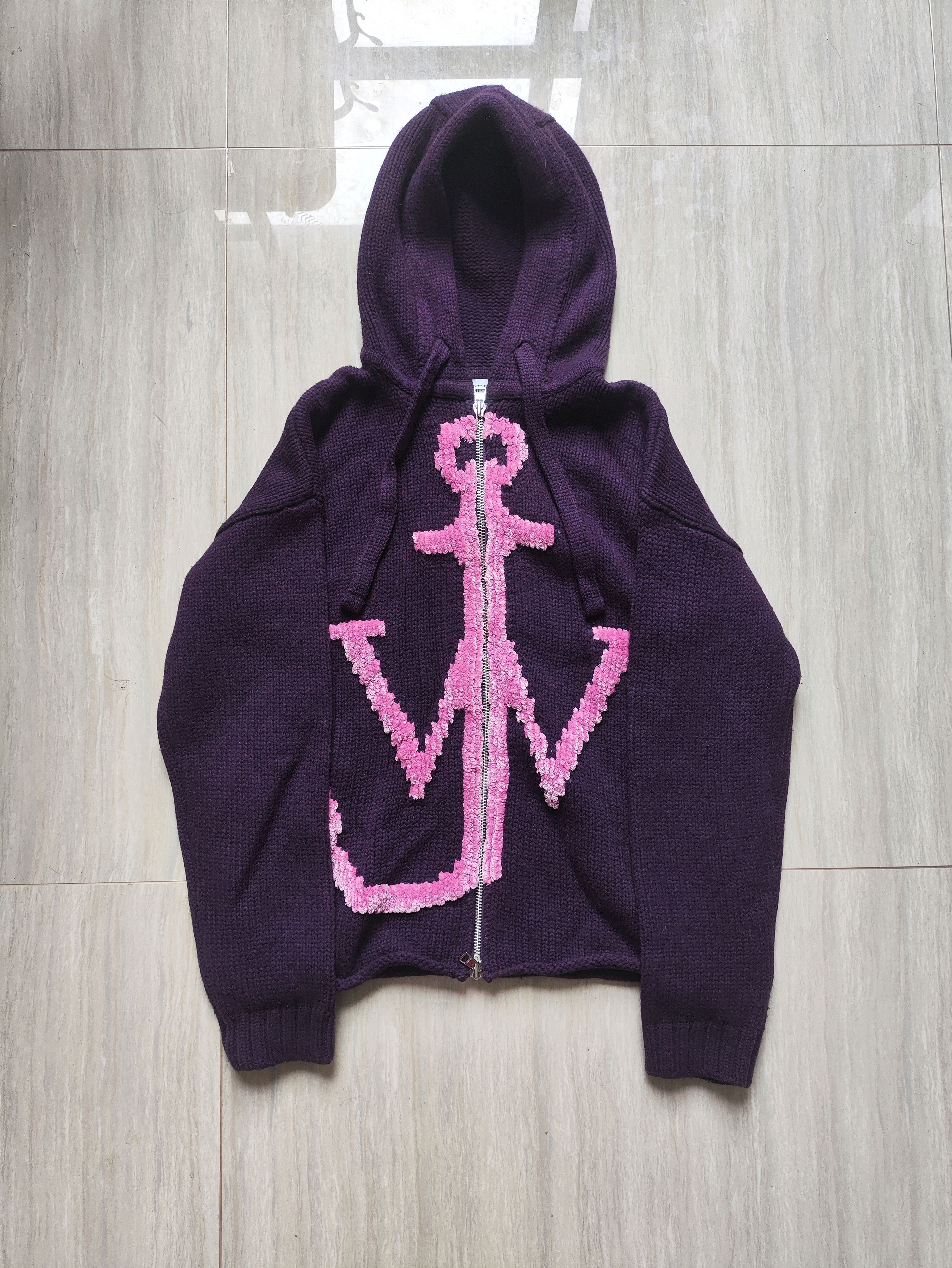 JW Anderson AW24 Purple Anchor zip knitted sweater hoodie Size US M / EU 48-50 / 2 - 1 Thumbnail