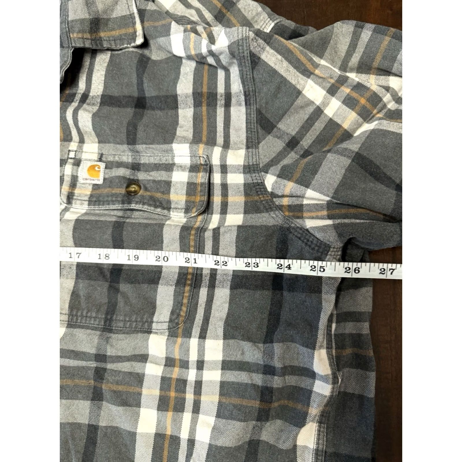 Carhartt Carhartt Flannel Shirt Plaid Double Pocket Gray White Yellow XL Mens Regular Long Sleeve Button-Up Casual Workwear Outdoor Logo Size US XL / EU 56 / 4 - 7 Thumbnail
