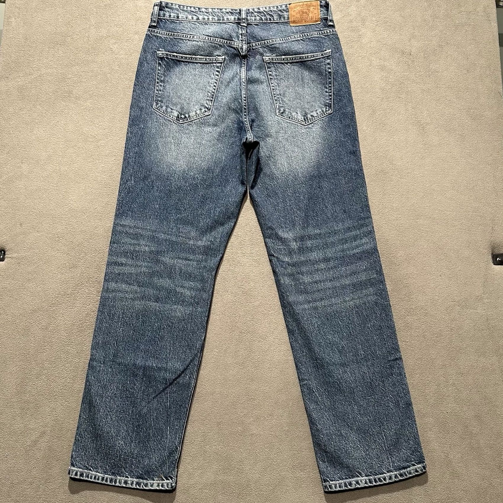 Vintage Aero Jeans Mens 34x32 Blue Denim Relaxed Straight Stretch Casual Stonewash Jeans Size US 34 / EU 50 - 2 Thumbnail