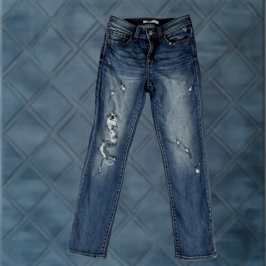 Vintage Willow Root The Everyday Jean Women 25 Blue Denim Straight Leg Casual Mid Womens 5-Pocket Design Stretch Mid Blue Jeans Size 42" / US 20 - 1 Thumbnail