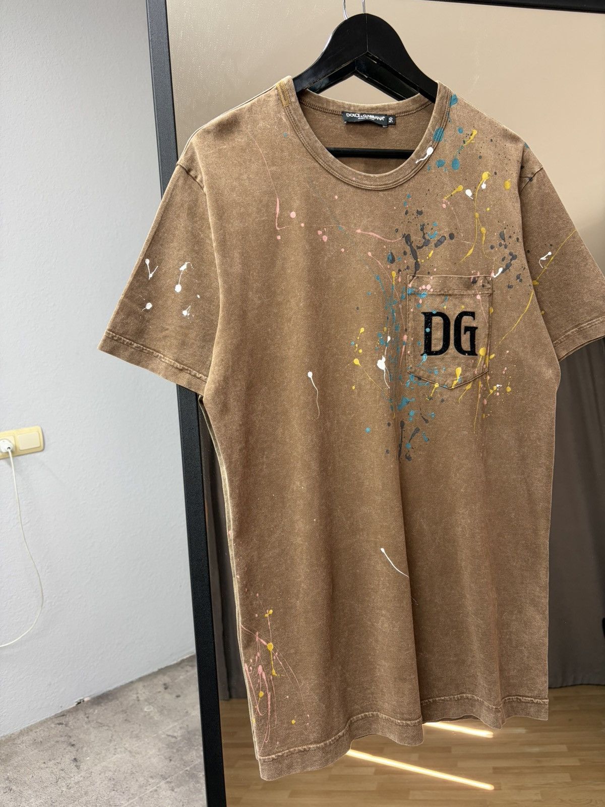 Vintage Dolce & Gabbana Paint Splatter Tee Brown DG Archive