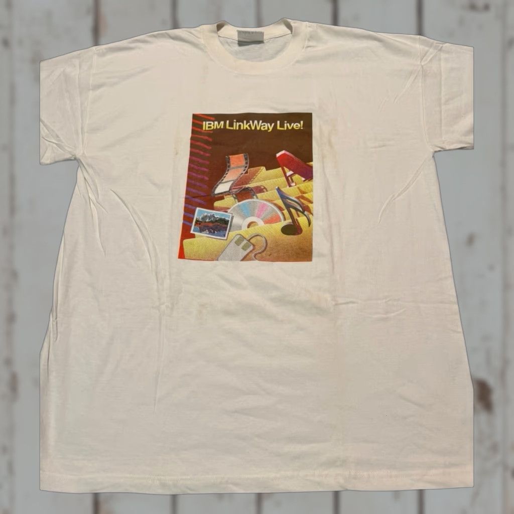 HARE VINTAGE IBM LinkWay Live! Share the Vision Promo TShirt XL White 90s Computer Software Rare Mens Tee Size US XL / EU 56 / 4 - 1 Thumbnail