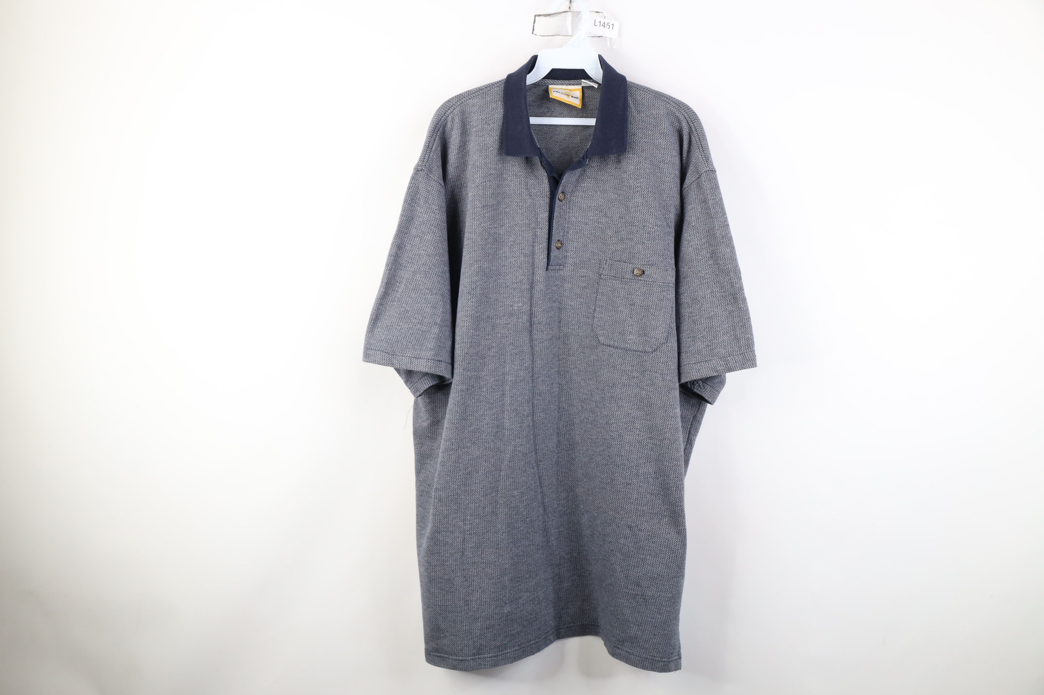 Vintage Vintage 90s Streetwear Heavyweight Knit Golf Polo Shirt Blue Size US XXL / EU 58 / 5 - 1 Thumbnail
