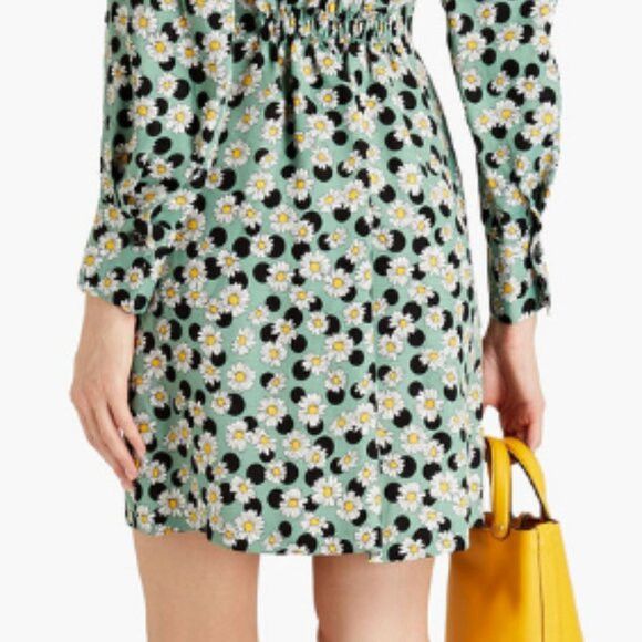 Sandro Dress Polka dot Floral Ruched Pleated back Partially ela Size M / US 6-8 / IT 42-44 - 10 Thumbnail