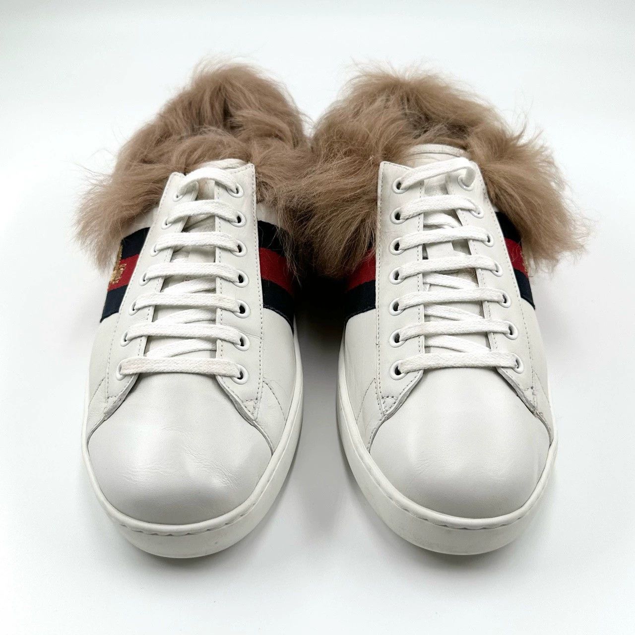 Gucci 98% New! Gucci Ace Bee Embroidered Plush White Sneakers Size US 10 / EU 43 - 1 Thumbnail