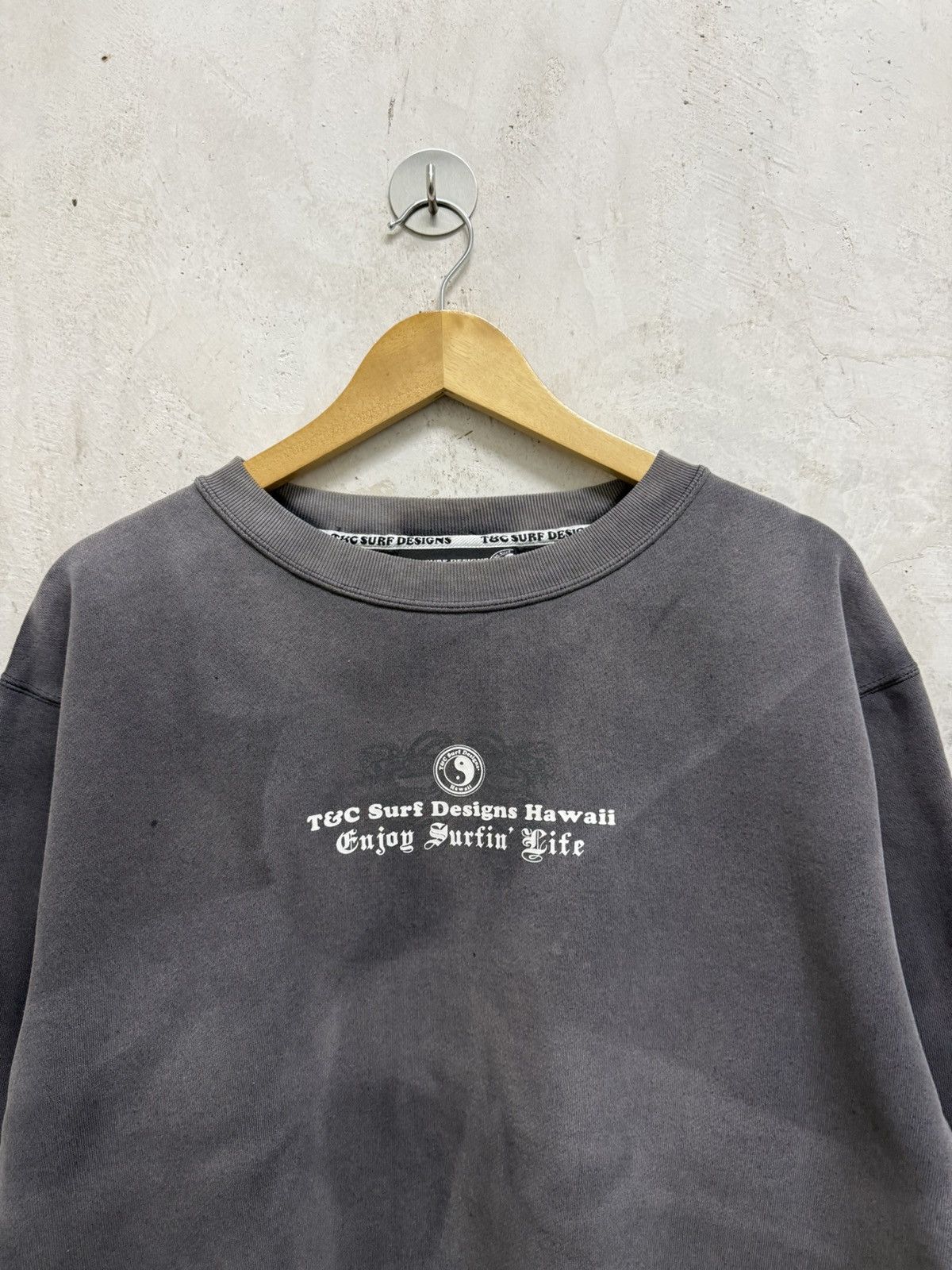 Affliction Faded T&C Surf Dragon Wild Poems Jnco Styled Sweatshirt Size US XL / EU 56 / 4 - 4 Thumbnail