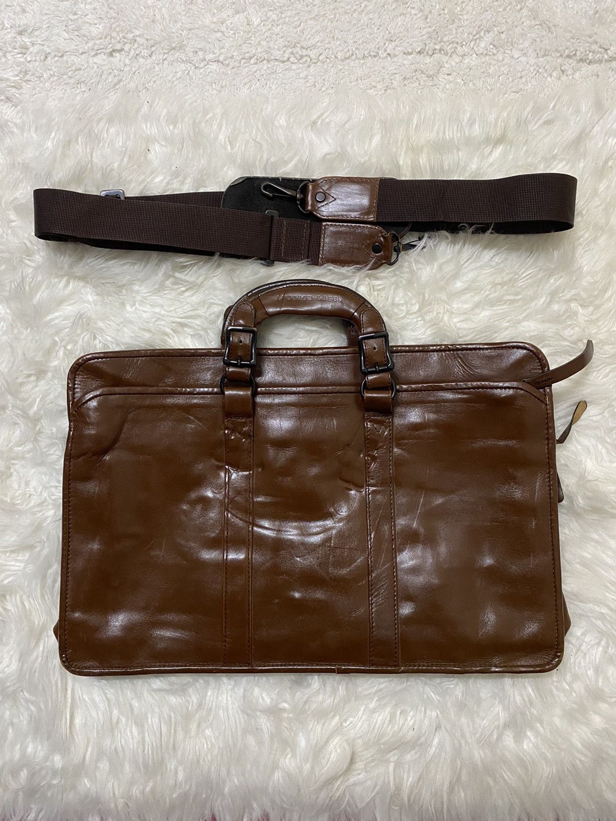 Leather × Porter × Vintage LUGGAGE LABEL LEATHER MESSENGER BAG BY PORTER YOSHIDA GROUP Size ONE SIZE - 2 Thumbnail