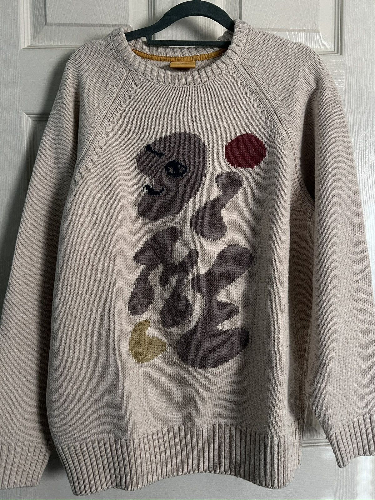 image of Dime Letterman Knit Sweater in Beige, Men's (Size Medium)