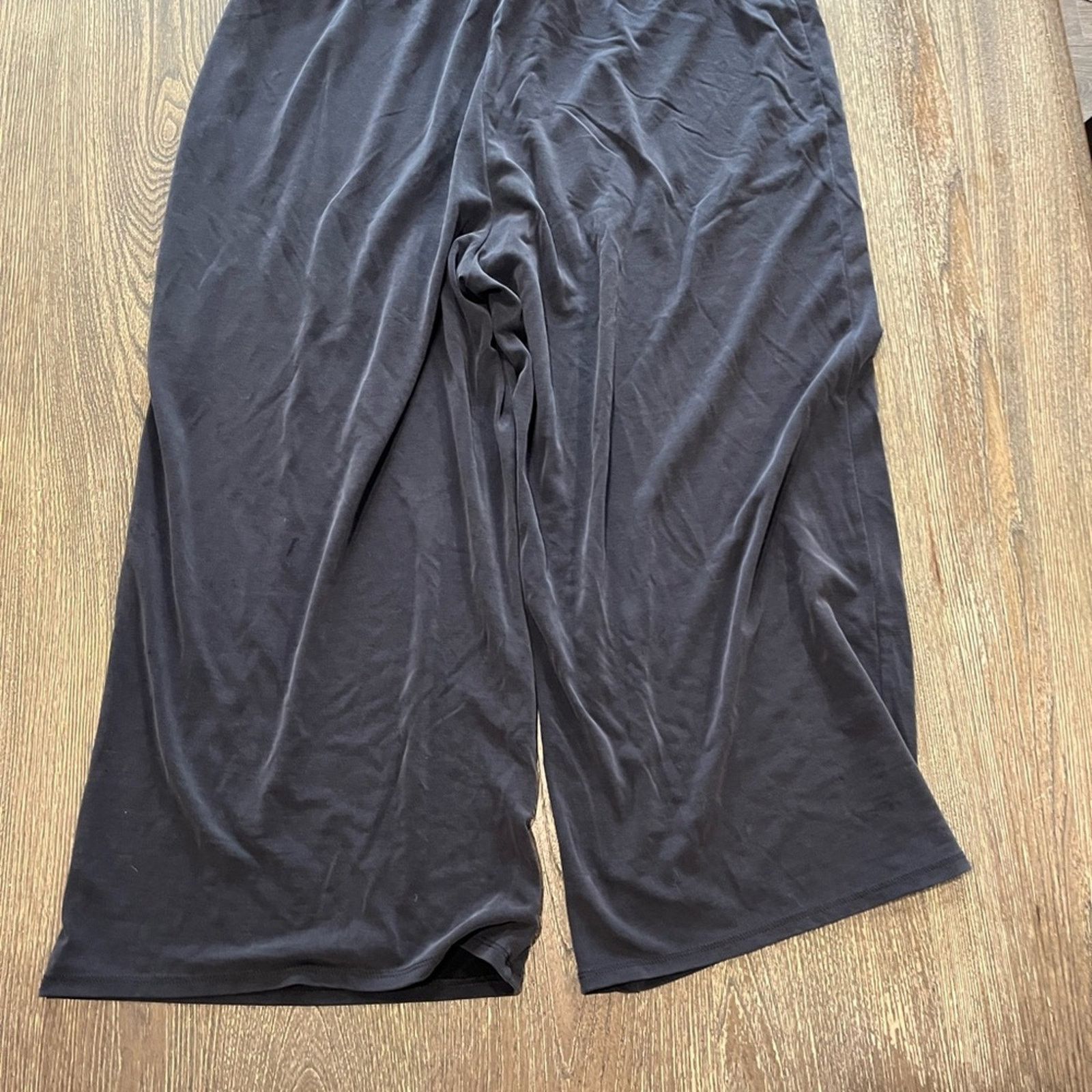 Express Express Wide Leg Capri Pants Elastic Waist Black Size L Size 29" - 7 Thumbnail