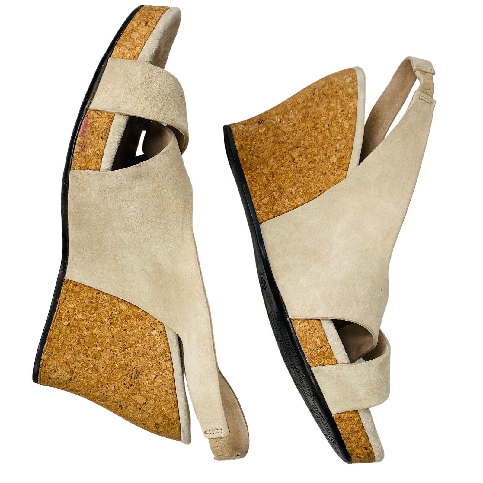 Ugg Ugg Hazel Sandals Suede 10 Beige Cork Wedge 4" Size US 10 / EU 43 - 11 Thumbnail