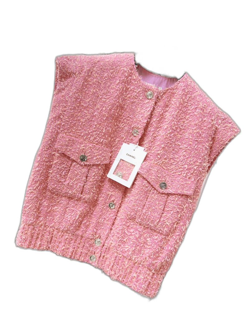 Chanel Chanel 21s Pink Crystal Button Sleeveless Vest Size M / US 6-8 / IT 42-44 - 1 Thumbnail