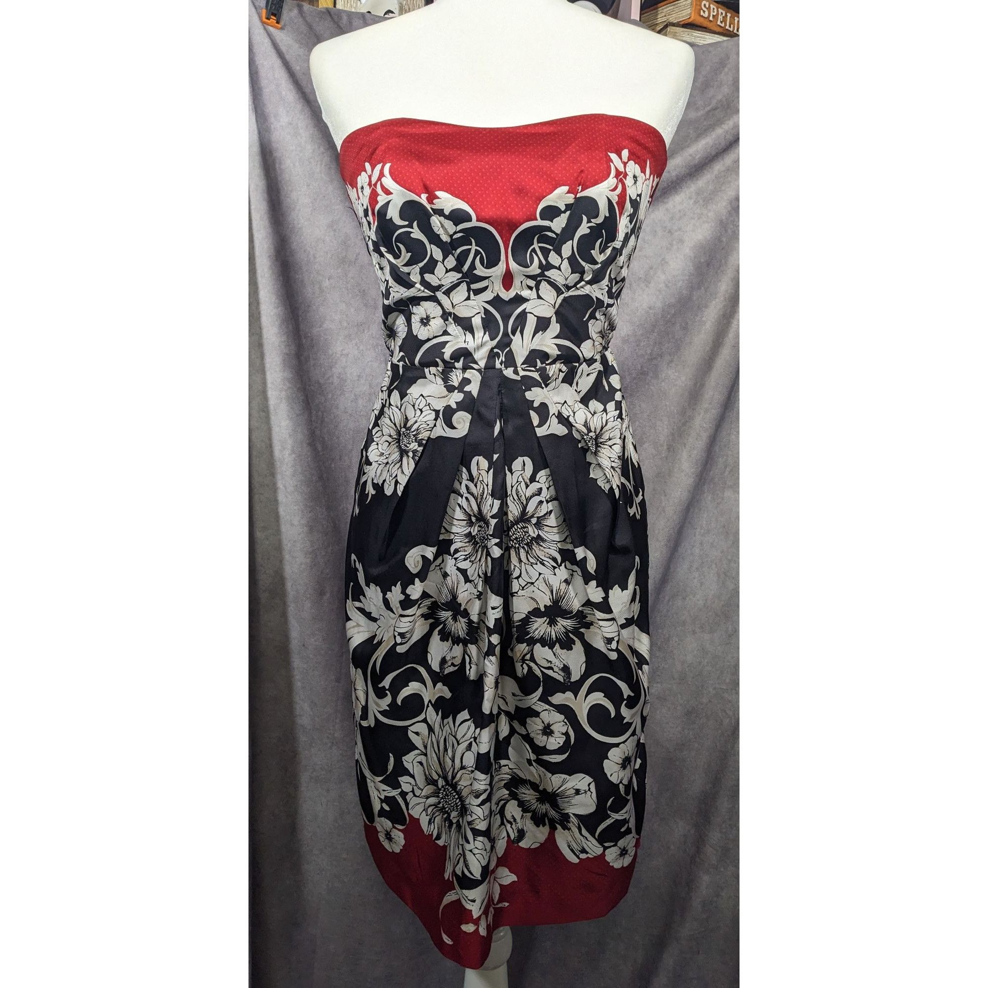 White House Black Market White House Black Marked Floral Strapless Silk Mini Dress Si Size XS / US 0-2 / IT 36-38 - 8 Thumbnail