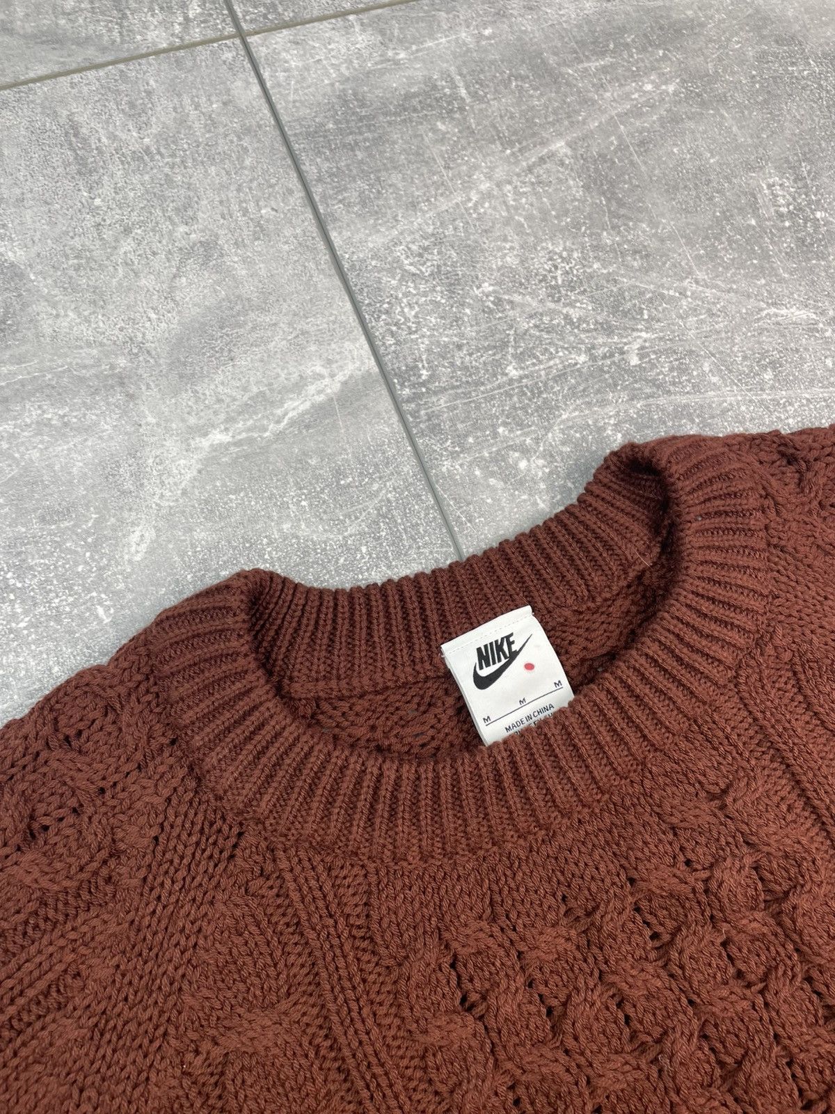 Nike Nike Life Cable Knit Sweater Brown Size US M / EU 48-50 / 2 - 6 Thumbnail