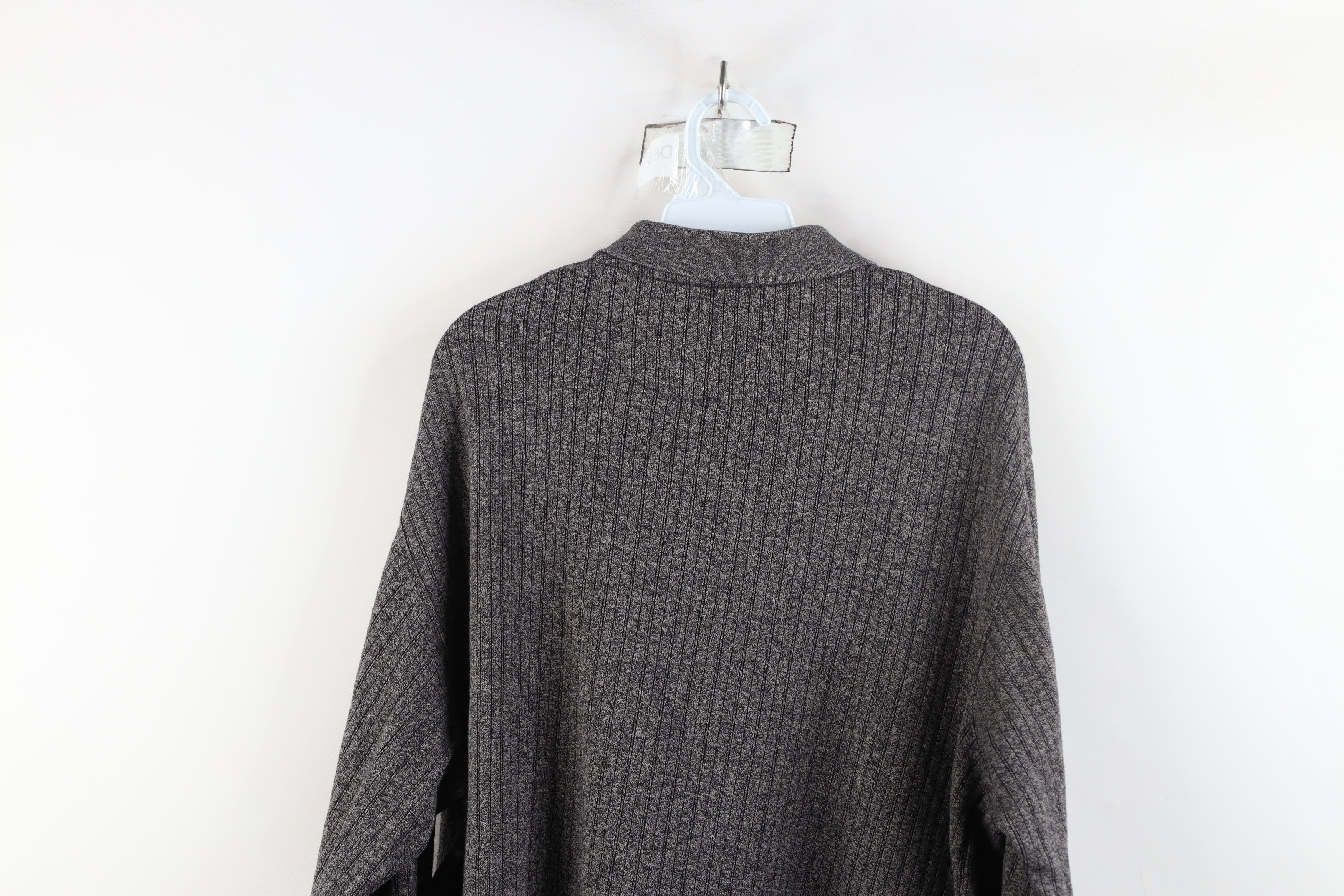 Vintage Vintage 90s Streetwear Ribbed Knit Long Sleeve Polo Shirt Size US XL / EU 56 / 4 - 10 Thumbnail