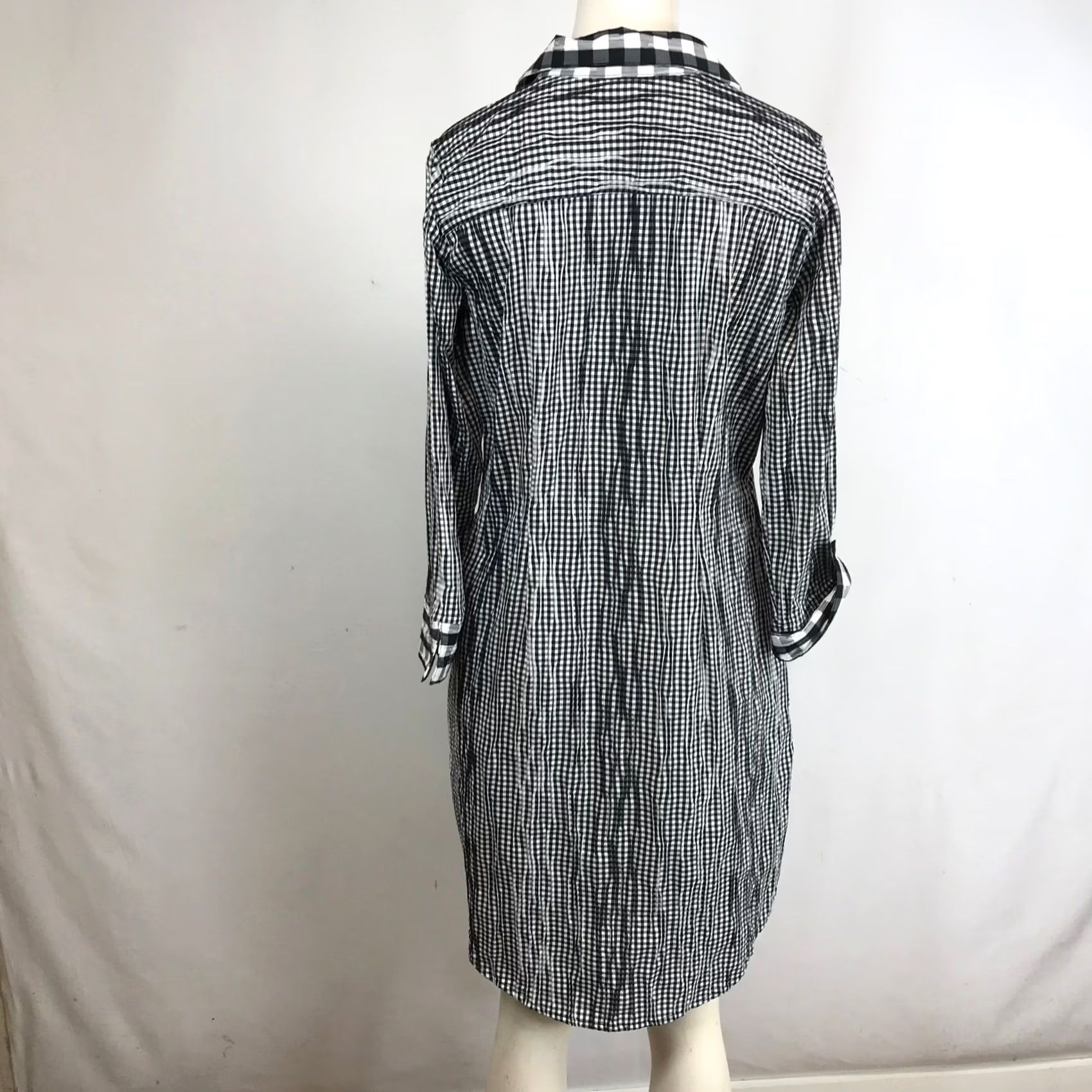 Vintage Foxcroft Shirt Dress Sz 6 Black White Gingham Button Front Collared Long Sleeve Size M / US 6-8 / IT 42-44 - 5 Thumbnail