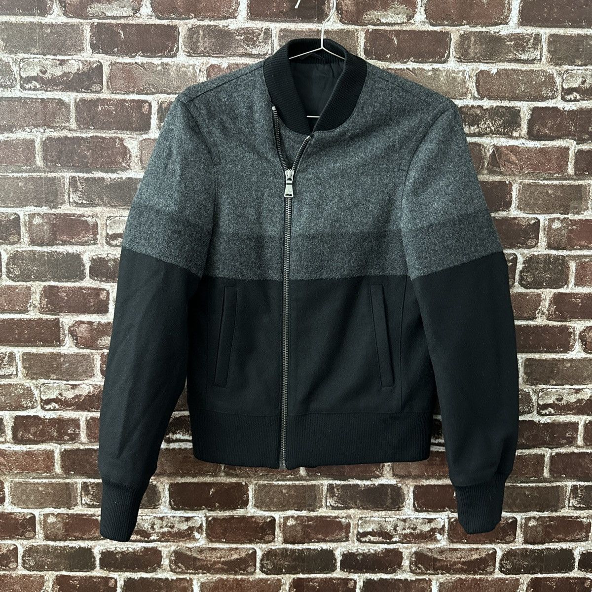 Neil Barrett Slim Fit Neil Barrett Pure Wool Black Gray Bomber Jacket Size US M / EU 48-50 / 2 - 2 Thumbnail