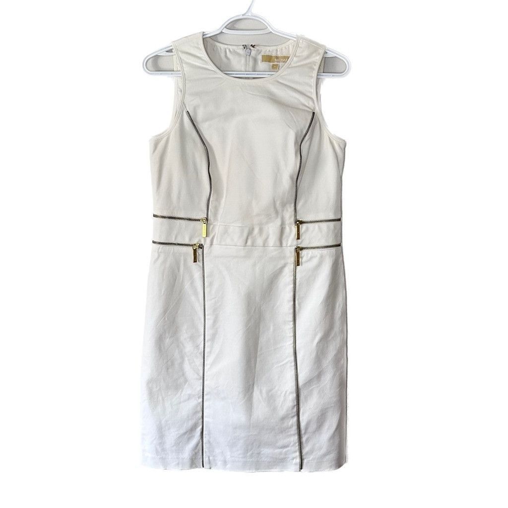 Michael Kors Michael Kors Contrast Zipper Sheath Dress Sleeveless White 8 Size M / US 6-8 / IT 42-44 - 5 Thumbnail