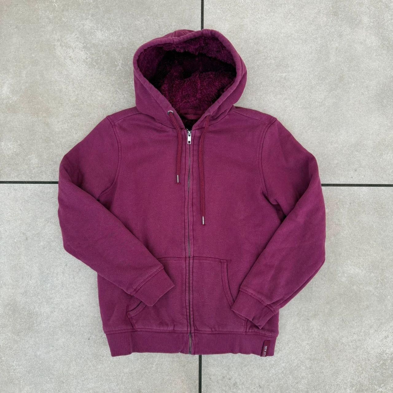 Vintage Hoodie Zip Up Burgandy Linned Sherpa Fur Sweatshirt Size US M / EU 48-50 / 2 - 1 Thumbnail
