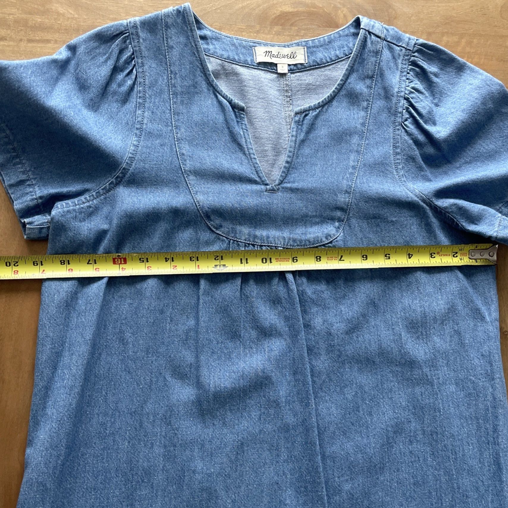 Madewell Madewell Denim Dress Womens Small Chambray Cotton/Linen Split Neck Cap Sleeve Dress Size S / US 4 / IT 40 - 5 Thumbnail