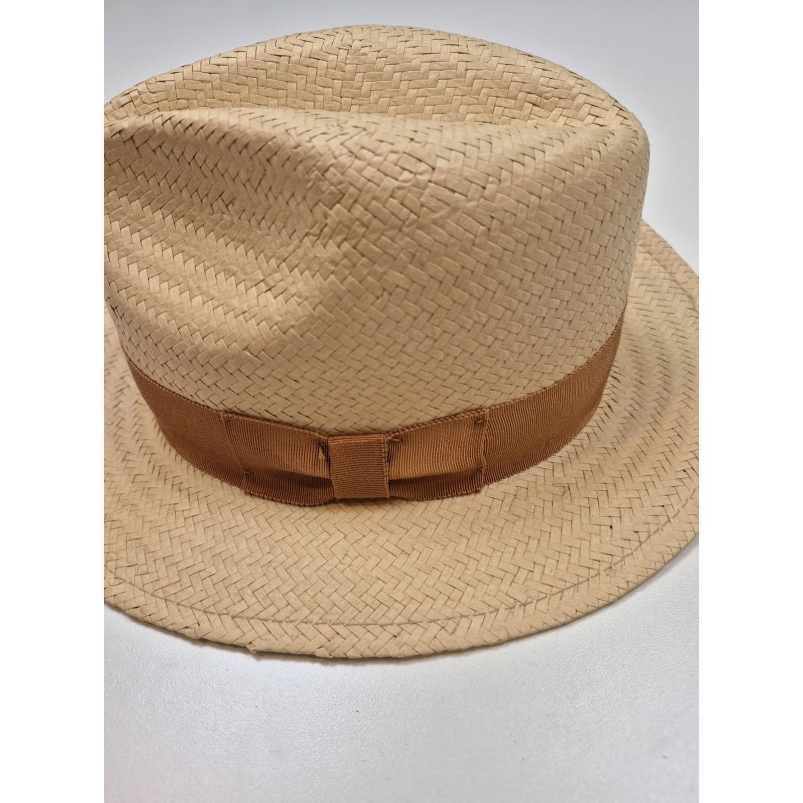Vintage One Fresh Hats Fedora Hat 6 1/2 Beige Straw Lined Mens Summer Made in USA Size ONE SIZE - 2 Thumbnail