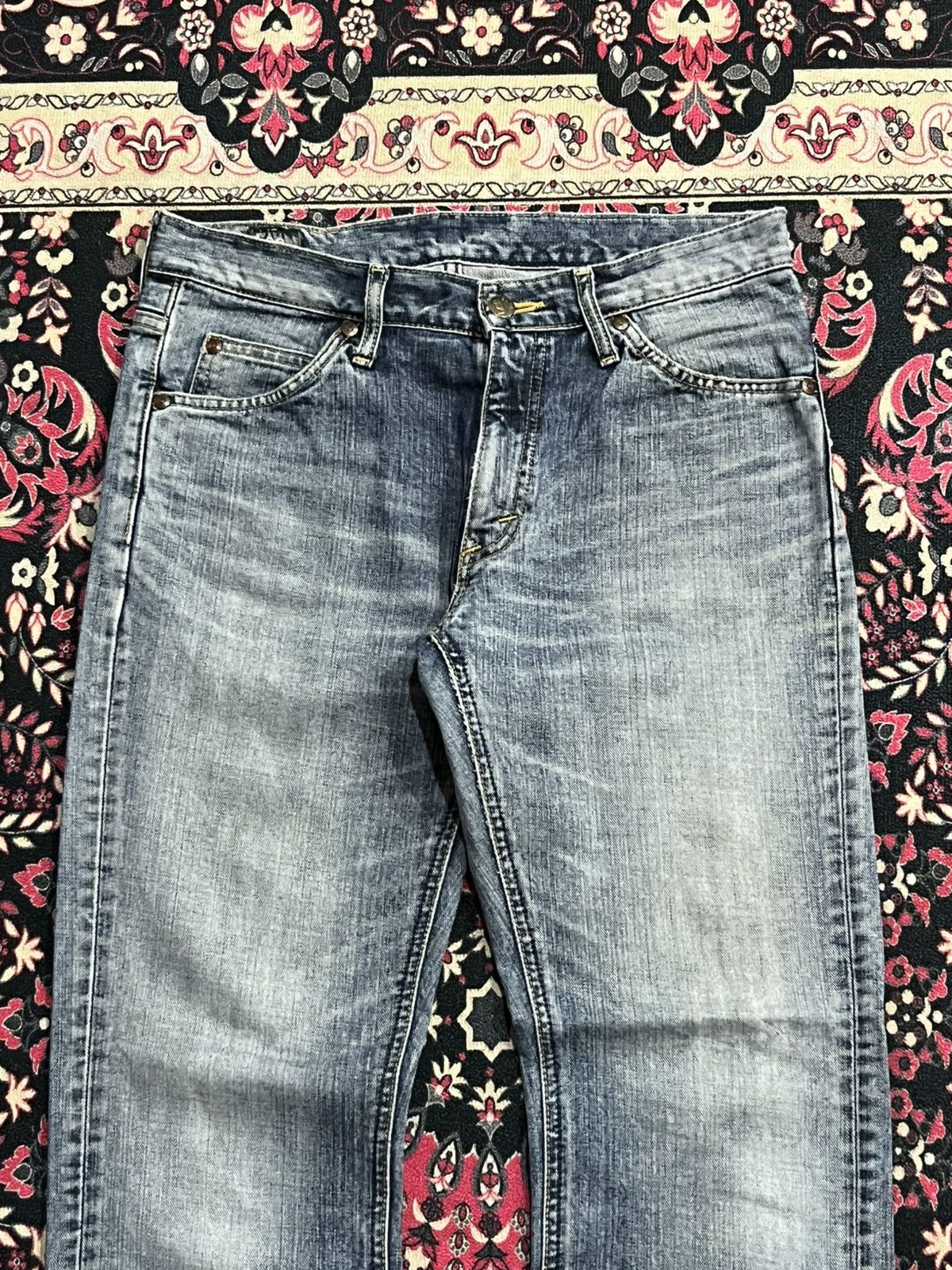 Lee Vintage Japanese Lee Riders Blue Washed Flare Jeans Size US 30 / EU 46 - 4 Thumbnail