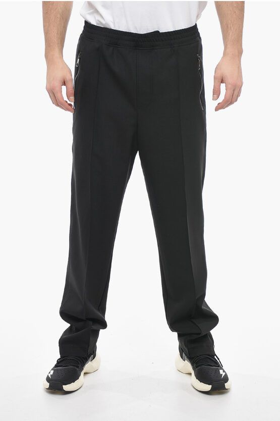 image of Neil Barrett Loose Fit Louis Pants With Elastic Waistband in Black, Men's (Size 31)