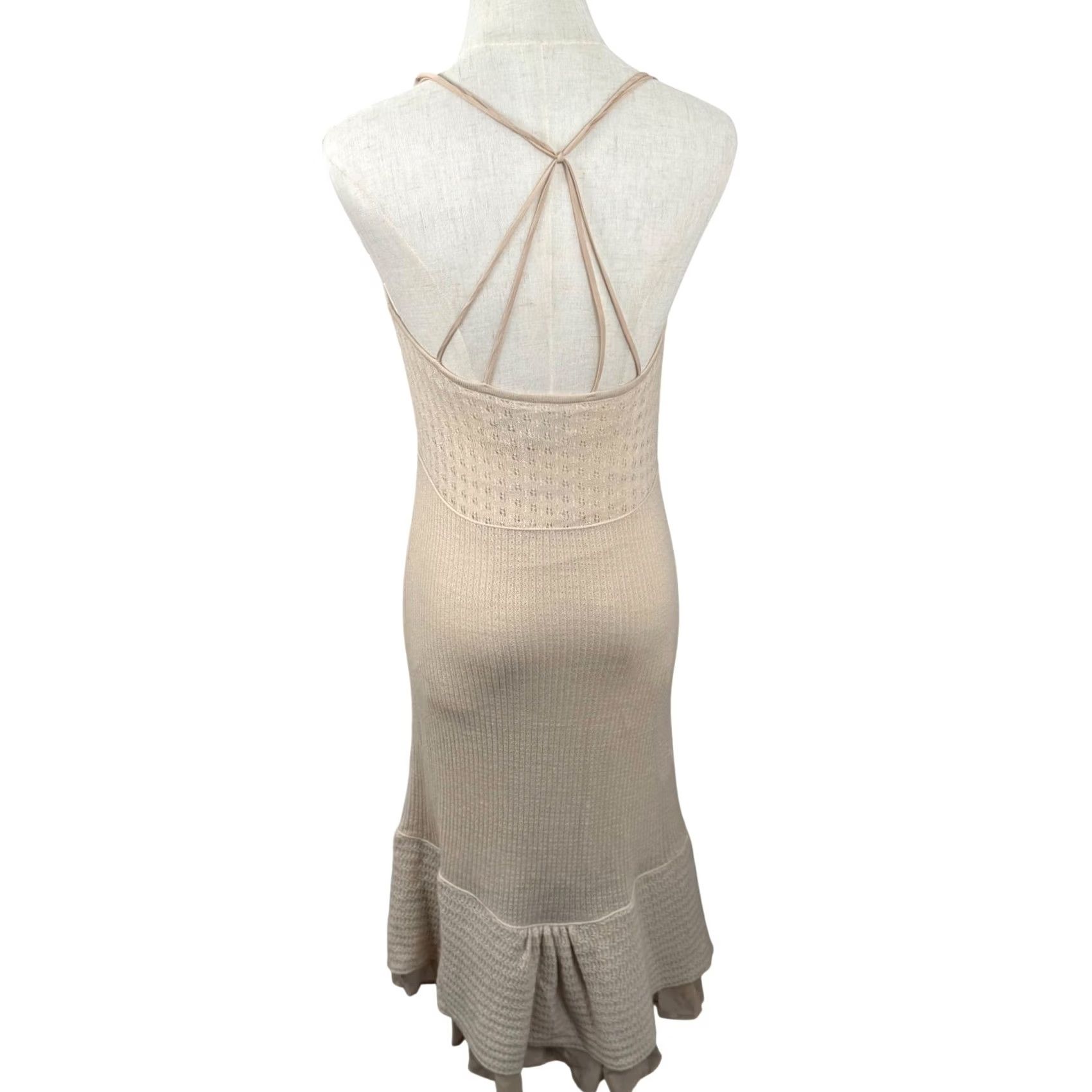 Bcbgmaxazria Max Azria Knit Midi Dress Pointelle Ruffle Ber Size S / US 4 / IT 40 - 4 Thumbnail