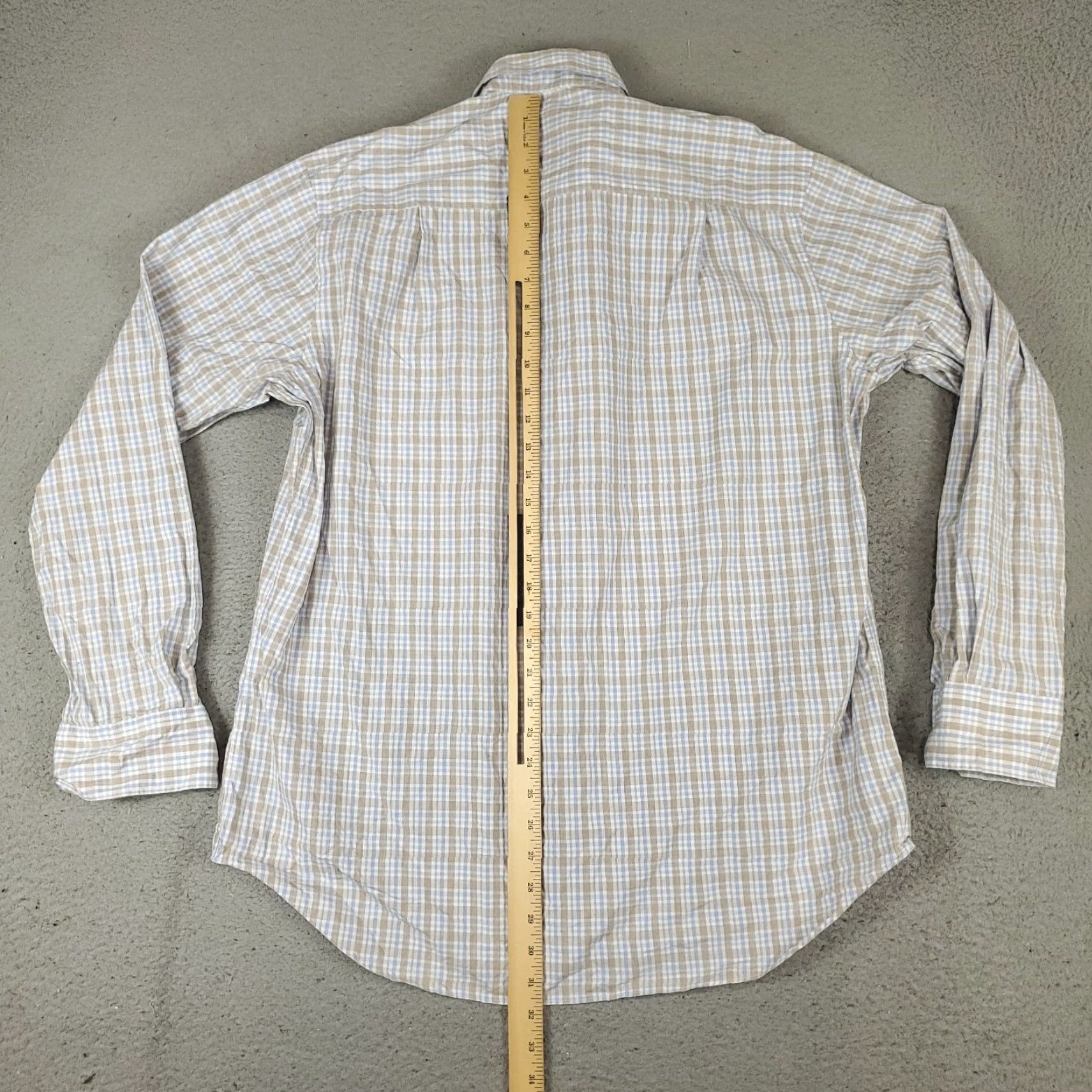 David Donahue David Donahue Shirt Mens XL Blue Beige Plaid Button-Up Long Sleeve Casual Size US XL / EU 56 / 4 - 3 Thumbnail
