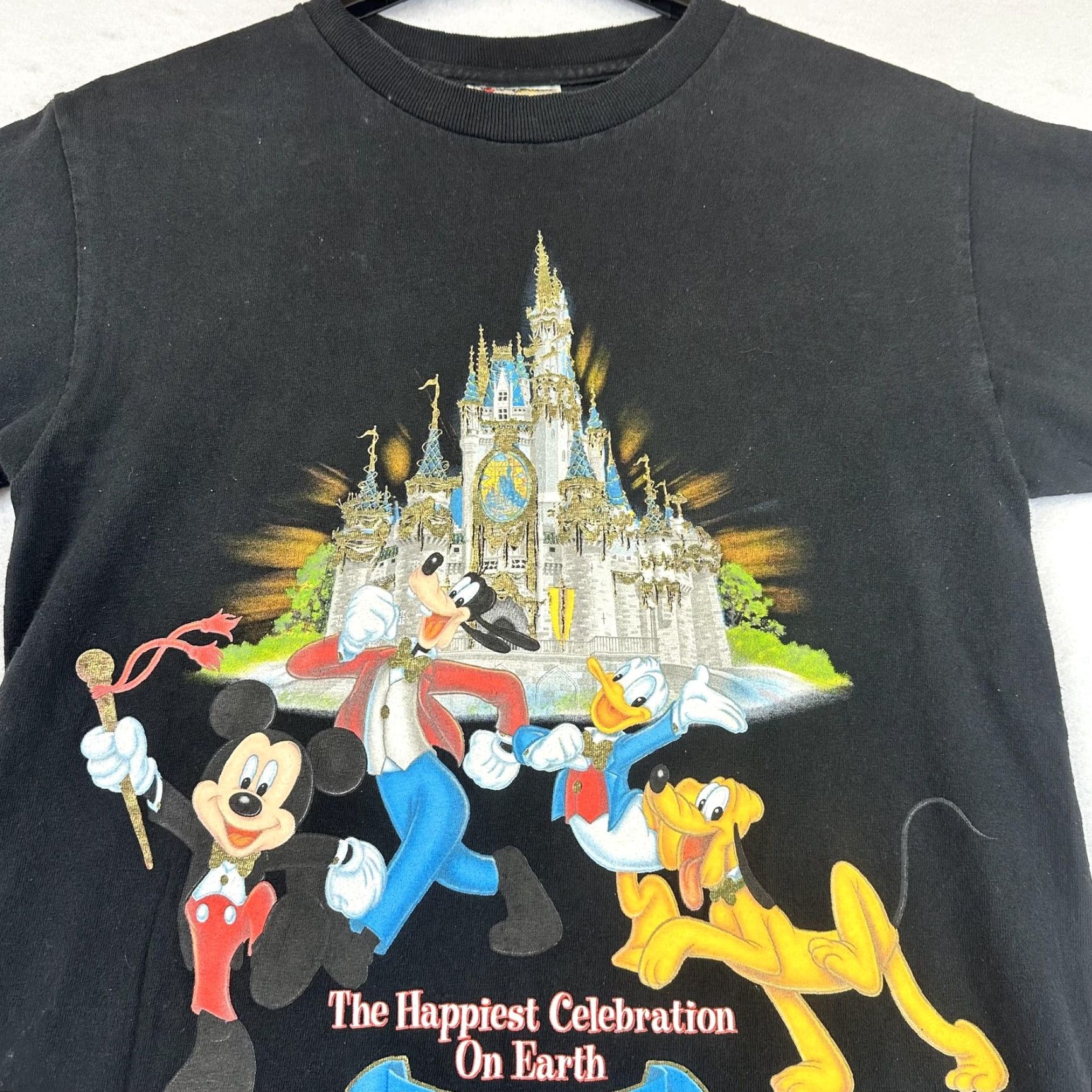 Disney VINTAGE Disney Shirt Mens Small Walt Disney World Happiest Celebration Black 00s Size US S / EU 44-46 / 1 - 4 Thumbnail