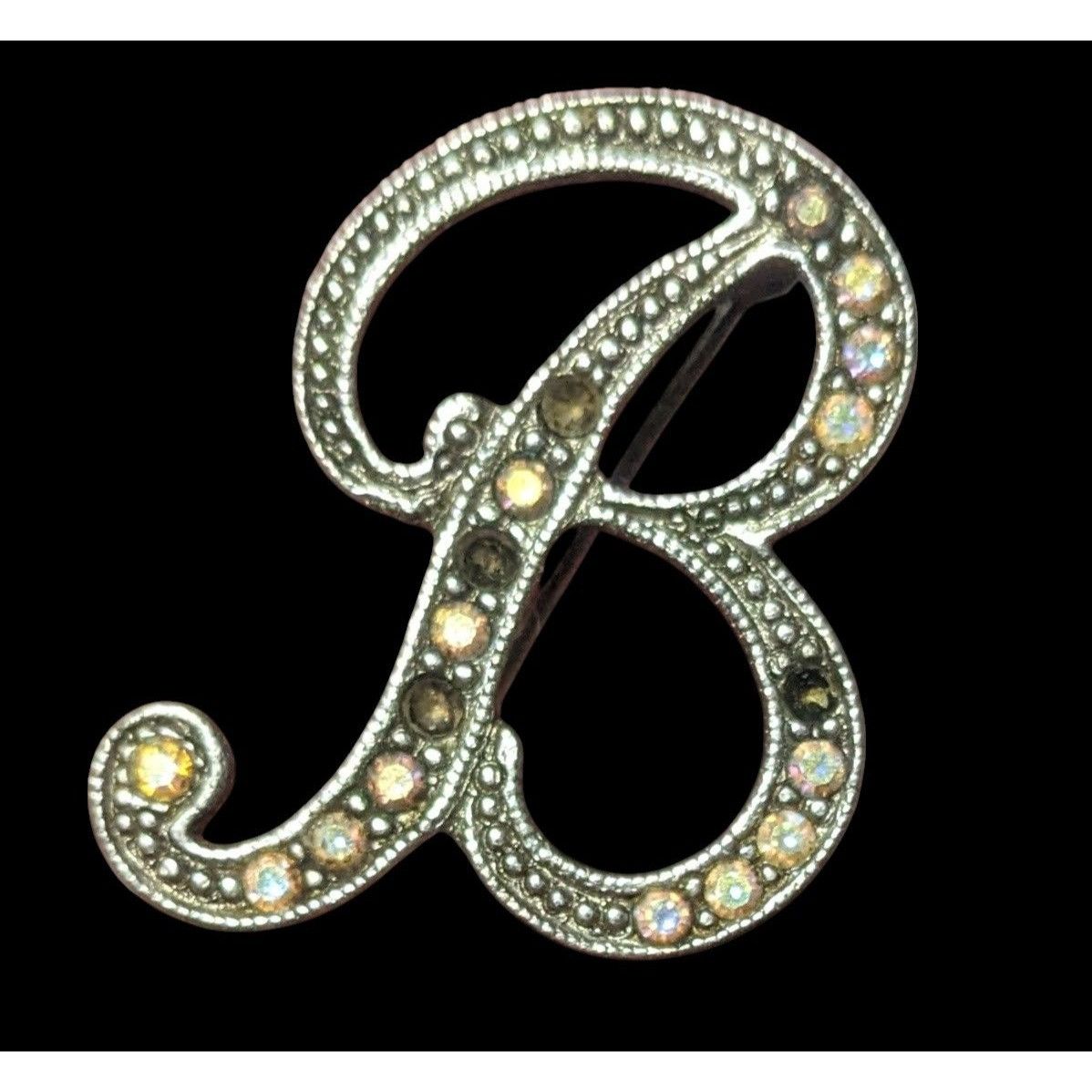 Other Whimsical Glam Cursive B Aurora Borealis Rhinestone Silver T Size ONE SIZE - 1 Thumbnail