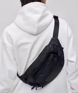 Utility Grunge Waterproof Side Sling Bag Fanny Pack in Black, Men's