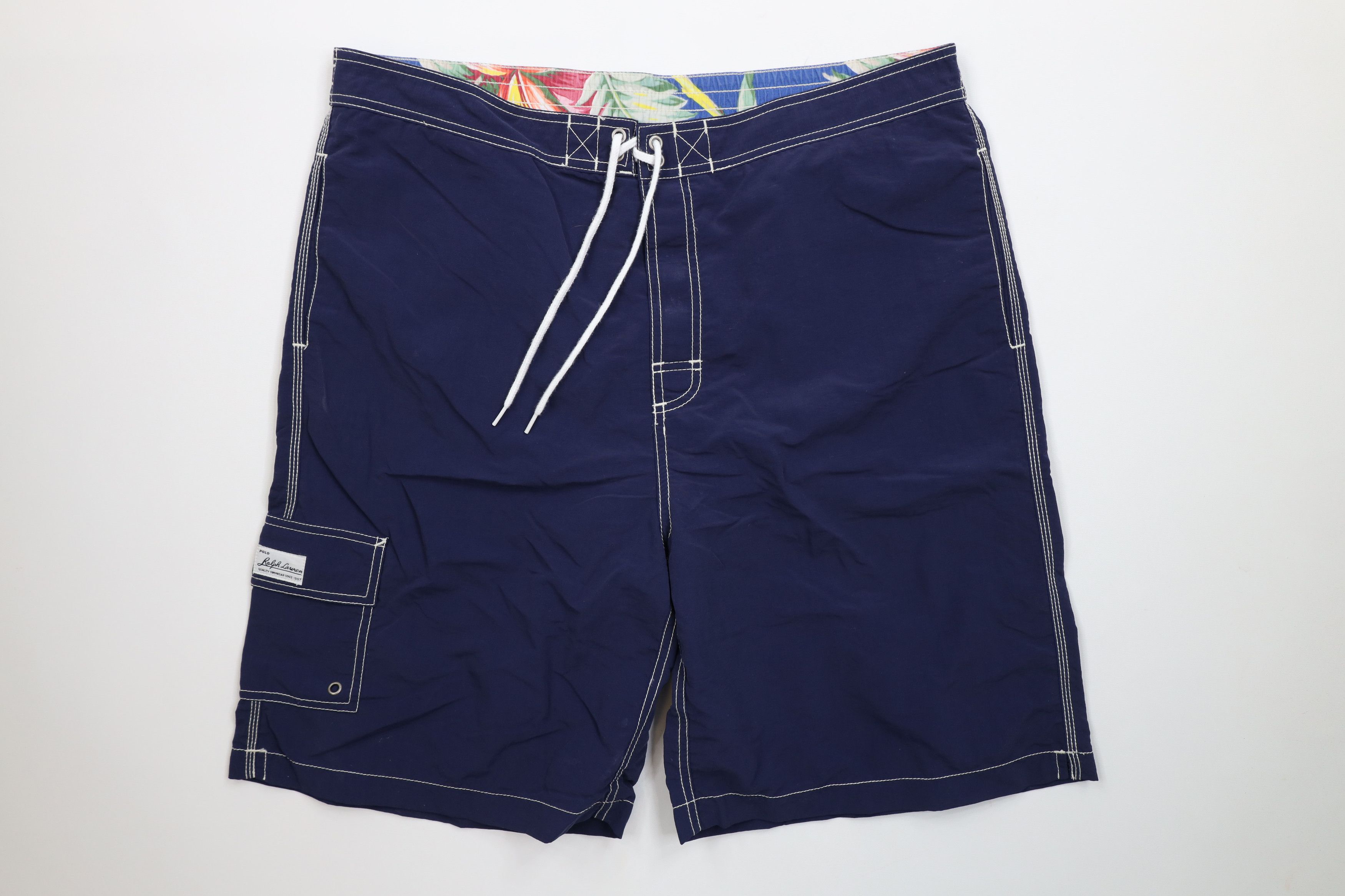 Ralph Lauren Vintage 90s Ralph Lauren Lined Short Swim Trunks Blue Size US 36 / EU 52 - 1 Thumbnail
