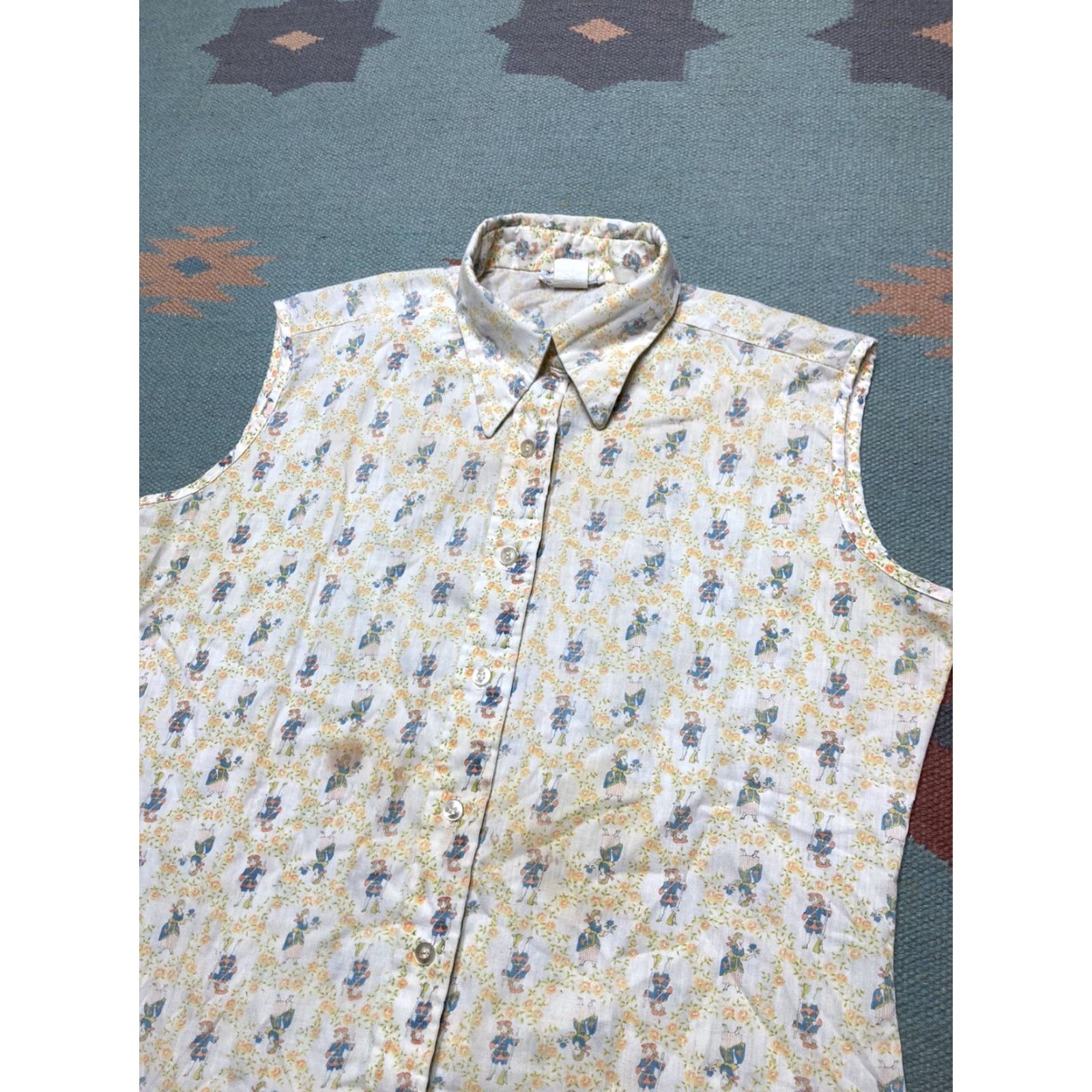 Sears VINTAGE Sears Floral All Over Print Button Shirt Blouse Womens L White 1970s Size L / US 10 / IT 46 - 2 Thumbnail