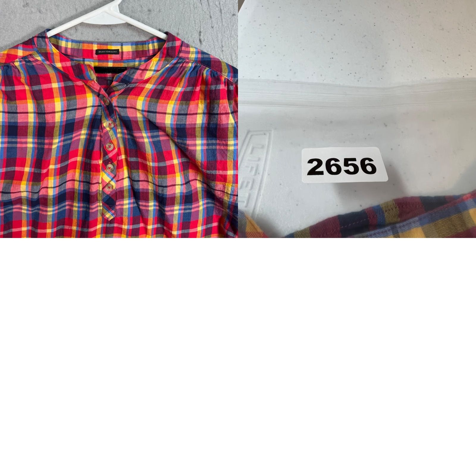 MOTHER MOTHER Women's Plaid Blouse Large Red Long Sleeve Cotton Button Pullover Casual Size L / US 10 / IT 46 - 8 Thumbnail