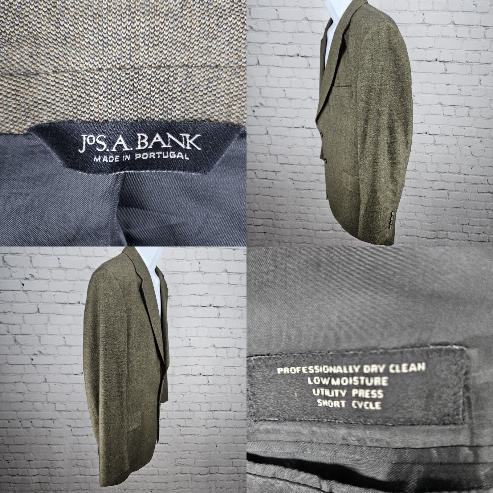 Jos. A. Bank Jos. A. Bank Brown 100% Wool Signature Collection 2 Button Blazer Sport Coat 42S Mens Regular Jacket Single-Breasted Notch Lapel Solid Wool Size 42R - 9 Thumbnail