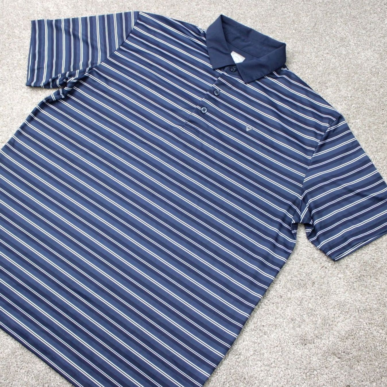 Callaway Callaway Polo Shirt Mens Large Blue/White Striped Opti-Dri Golf Short Sleeve Polo Shirt Size US L / EU 52-54 / 3 - 3 Thumbnail