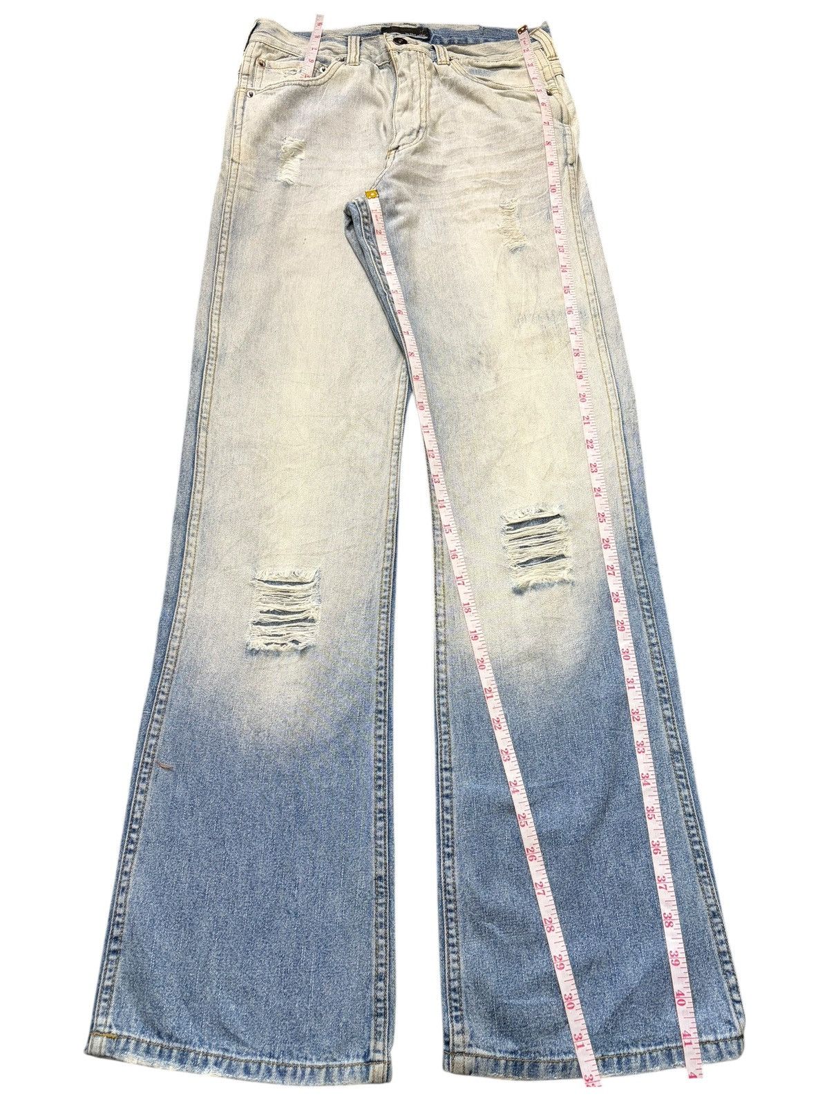 In The Attic Vintage In The Attic Faded Wash Distress Flare Jeans Size 27" / US 4 / IT 40 - 7 Thumbnail