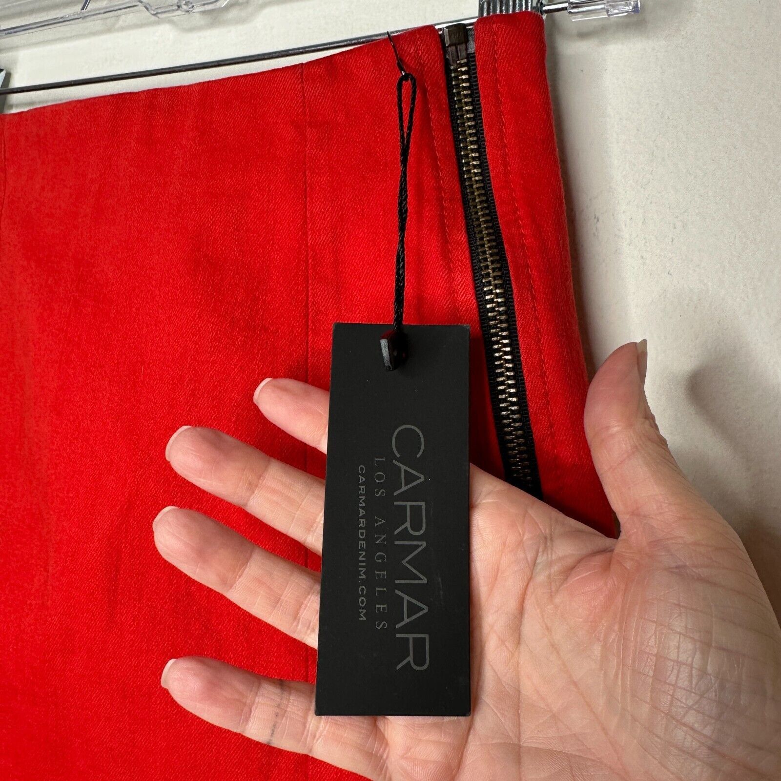 Other NWT Carmar Red Margery Pencil Skirt Black Stripe Zippers 24 Size 24" / US 00 / IT 34 - 3 Thumbnail
