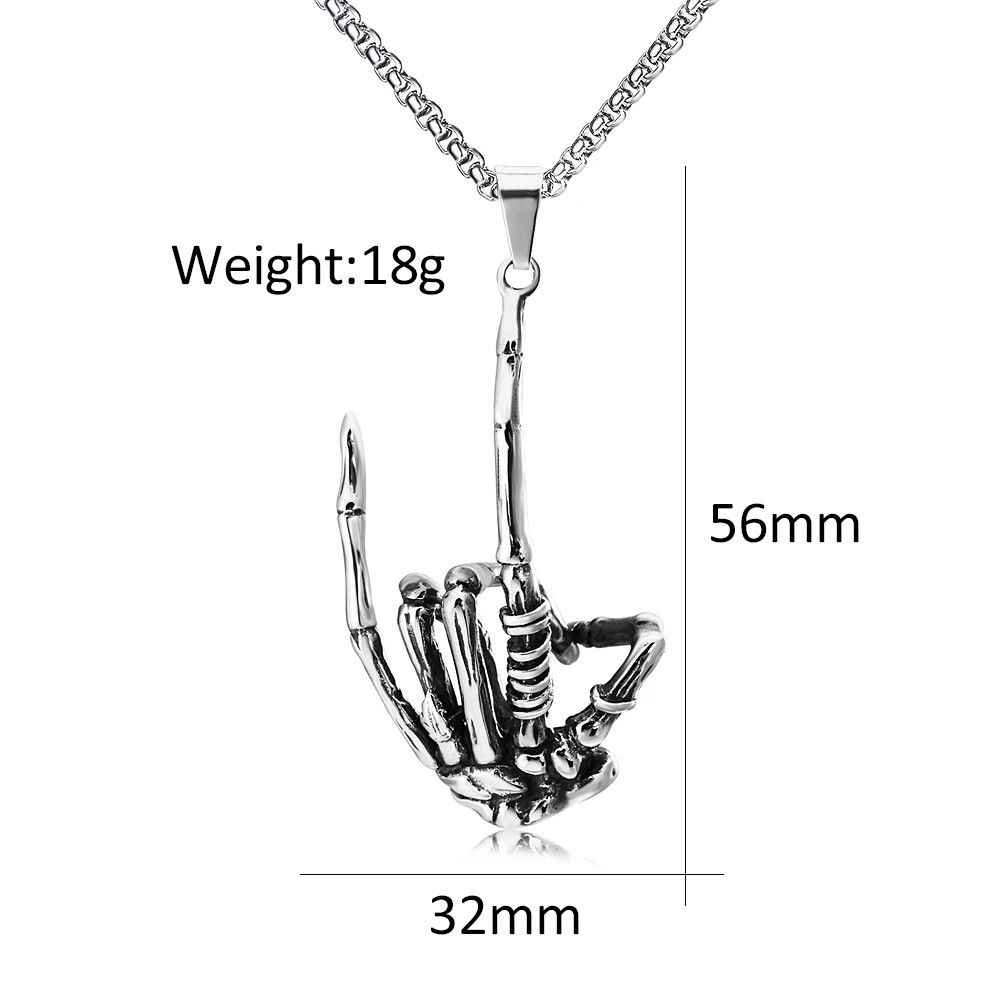 Jewelry Vintage Gothic Skull Gestures Pendant Necklace Size ONE SIZE - 7 Thumbnail