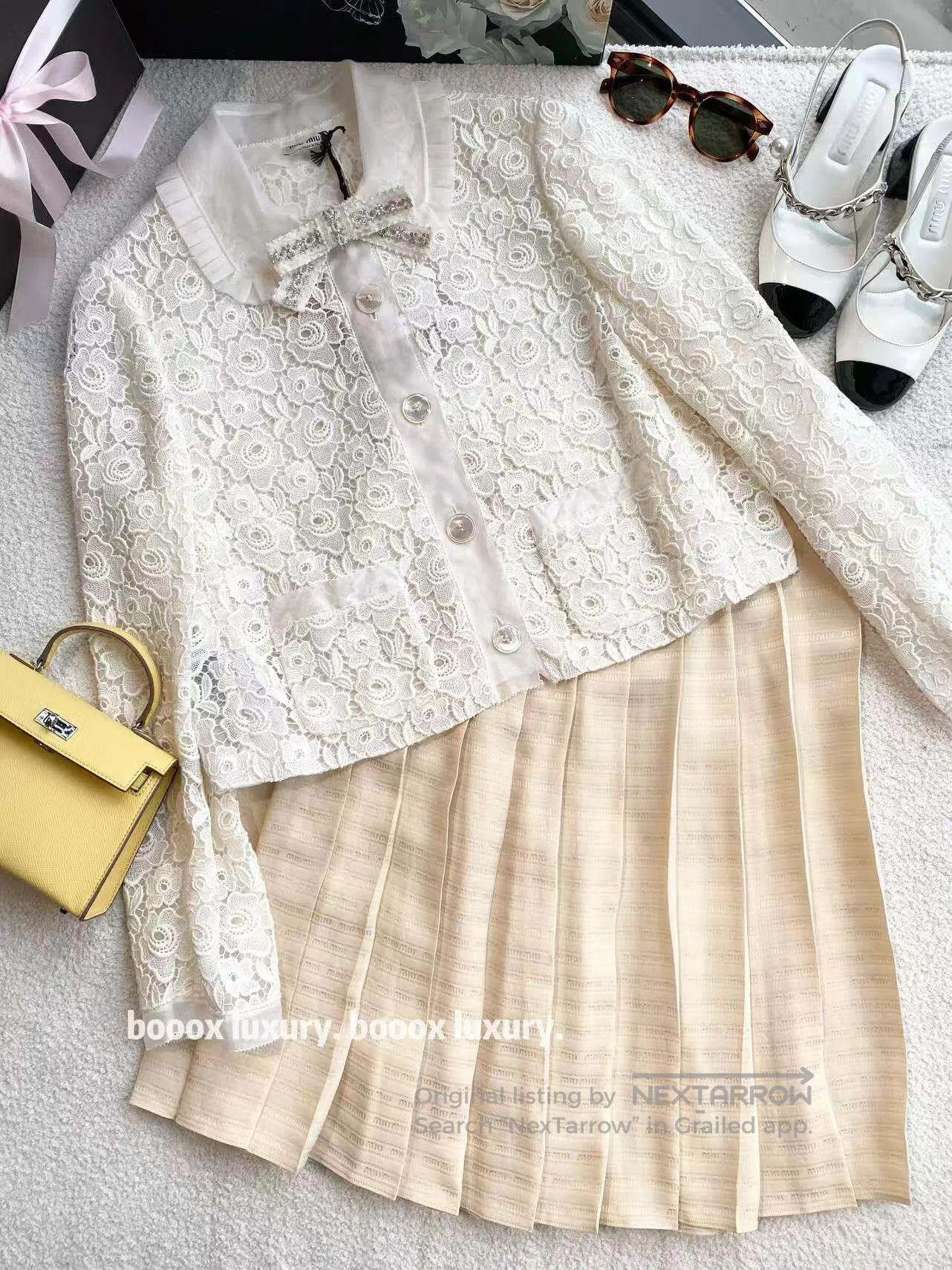 Miu Miu Miu Miu Lace cut-out bow jacket| Size XS / US 0-2 / IT 36-38 - 1 Thumbnail