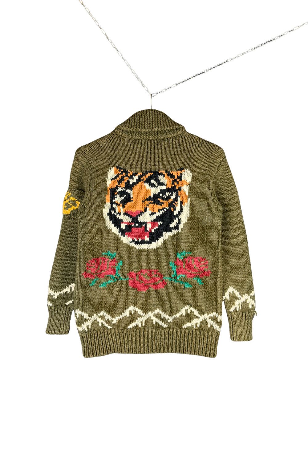 Ralph Lauren Polo Tiger Rose Cowichan Knit Cardigan 90s image 2