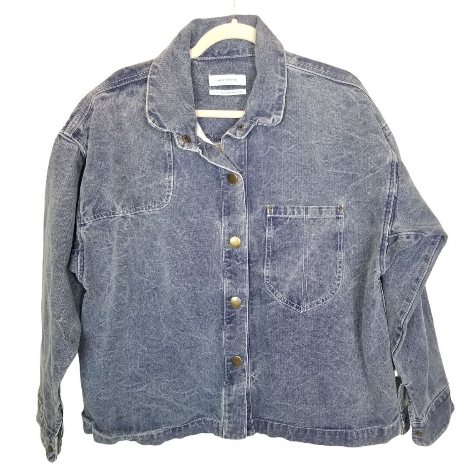 Urban Outfitters Urban Outfitters Womens Boxy Denim Jacket Snap Front L Y2K Size L / US 10 / IT 46 - 1 Thumbnail