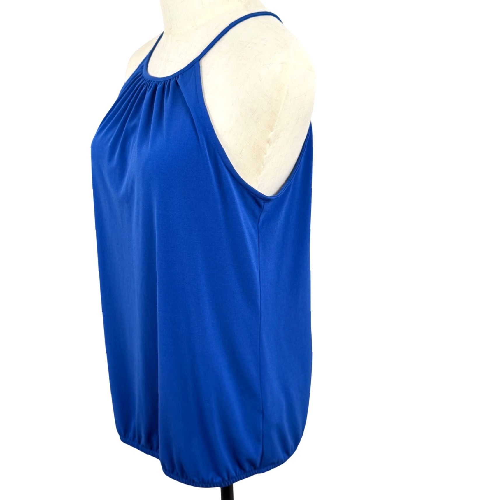 Express Express Halter Tank Top S Cobalt Blue Bubble Hem Keyhole Y2K Retro Comfort Modern Casual Night Out Women Size S / US 4 / IT 40 - 2 Thumbnail