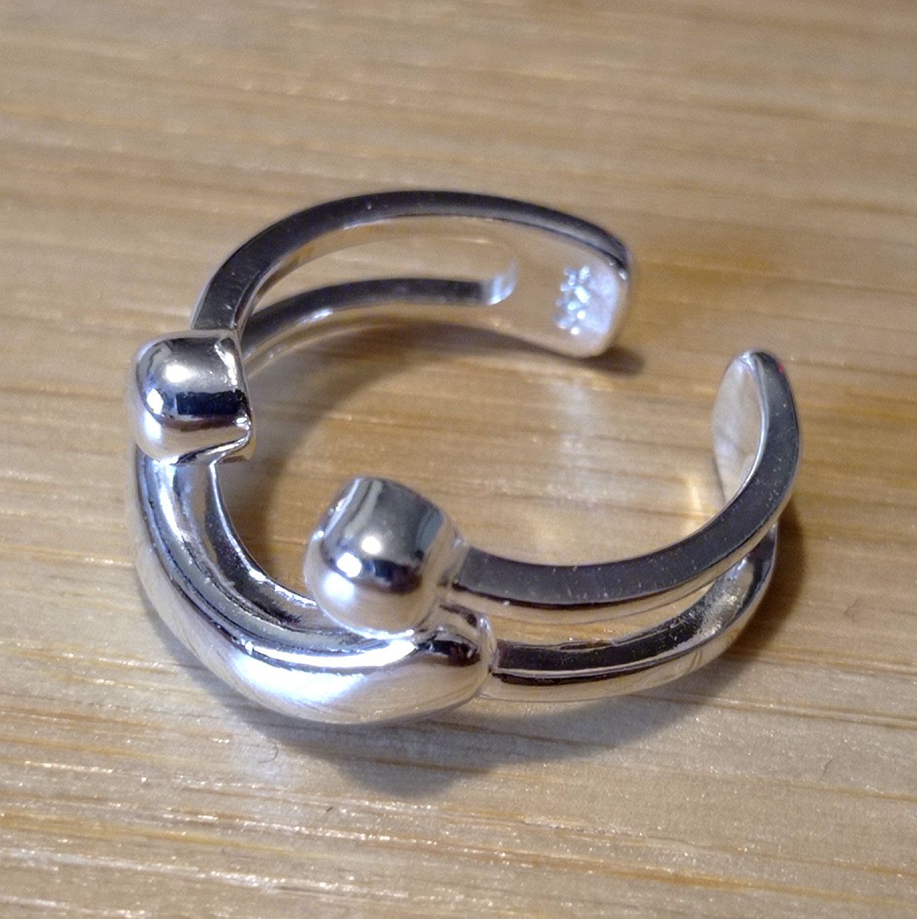 Designer × Vintage Vintage Smile Stripe Punk Shine Silver Ring Unique Rave Size ONE SIZE - 2 Thumbnail