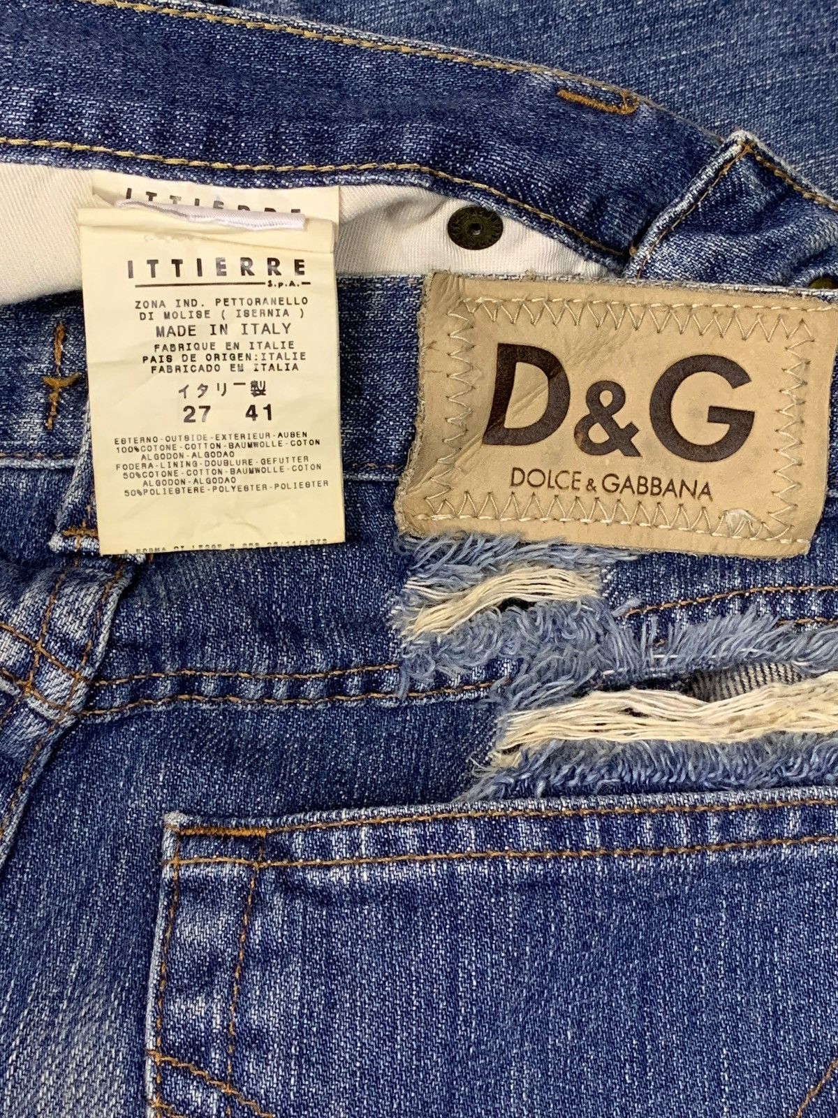 Dolce & Gabbana Vintage Dolce Gabbana Faded Wash Distressed Flare Jeans Size 29" - 10 Thumbnail