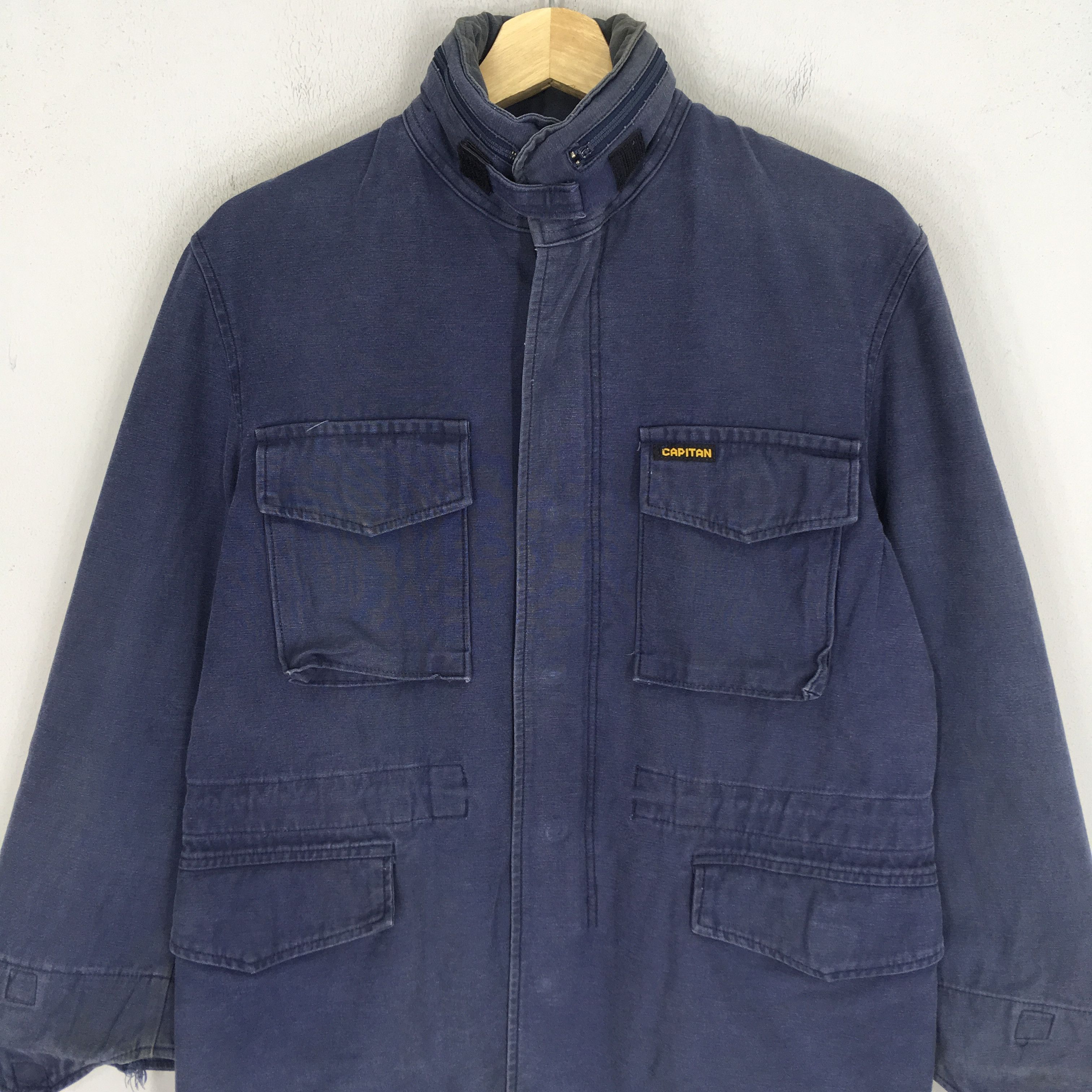 Japanese Brand Vintage Capitan Japan Frenchwork Worker Jacket Faded Blue Size US S / EU 44-46 / 1 - 3 Thumbnail